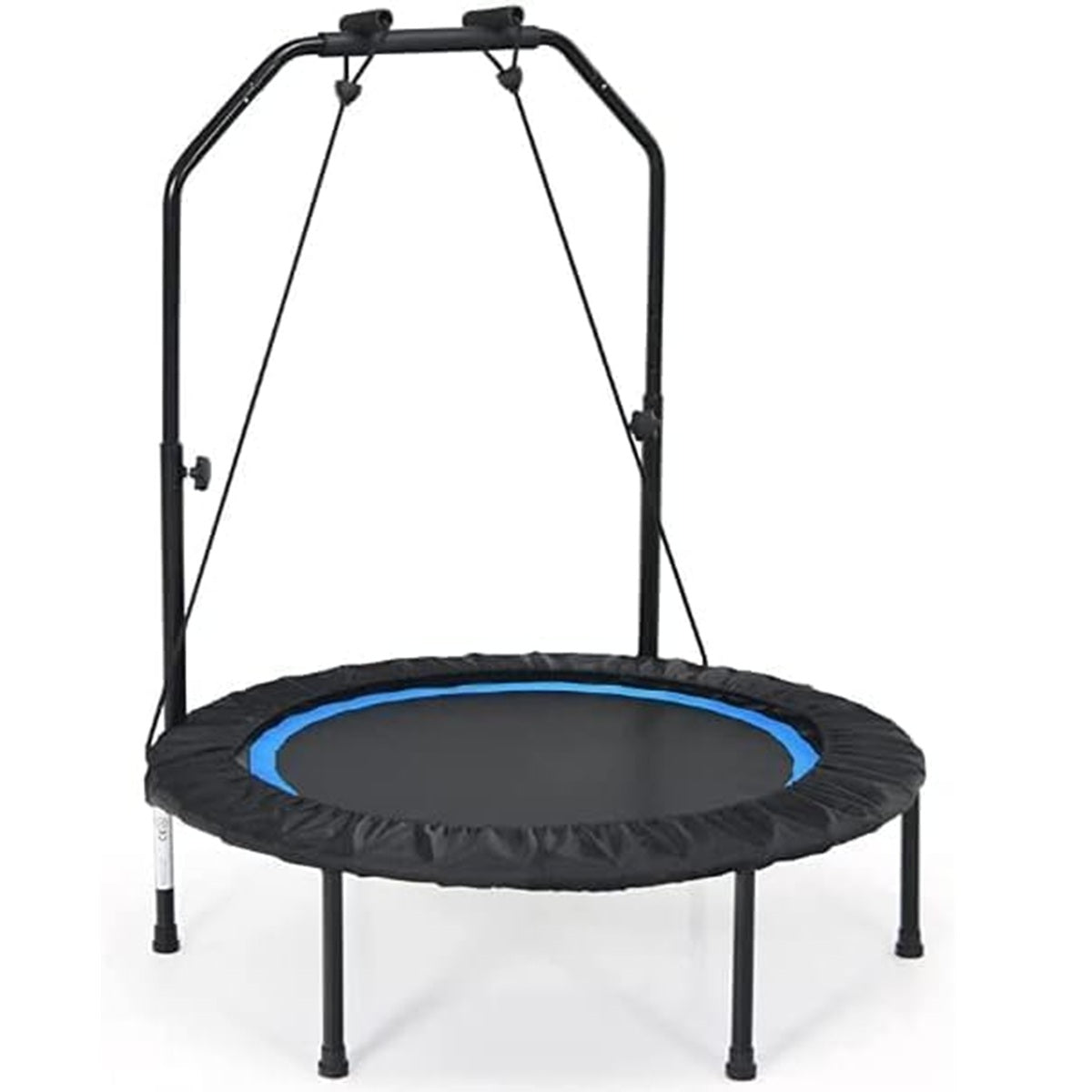 Trampolim Fitness Dobrável 150 KG com Barras de Agarre Ajustáveis e Capa de Segurança Acolchoada para Adultos e Crianças