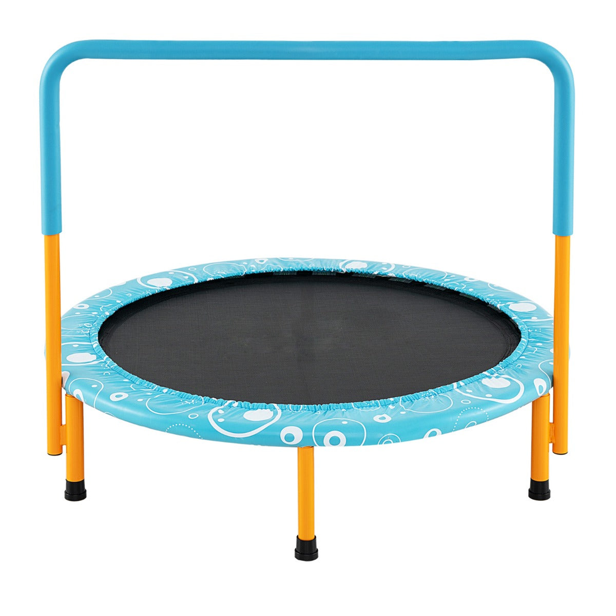 Trampolim Dobrável para Crianças de 92 cm Cama Elástica de Ferro com Corrimão Removível Dispositivo de Salto Infantil dos 3 aos 8 Anos Azul