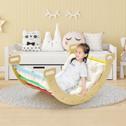 Baloiço e Escalada 2 em 1 com Almofada Suave Triângulo de Madeira para Crianças a partir dos 1 Anos - Multicolorido