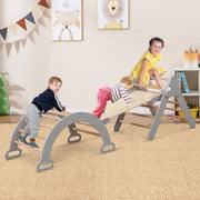 Conjunto de Escalada 3 em 1 para Crianças – madeira – cinzento – madeira de faia