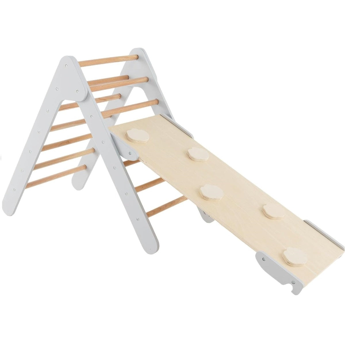 Escalador Triangular de Madeira 3 em 1 – Cinzento