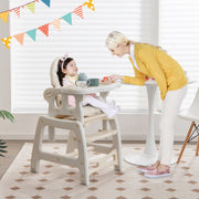 Trona Conversível 3 em 1 para Crianças 6-36 Meses com Mesa e Cadeira Bandeja Removível Bege 62 x 51 x 104 cm