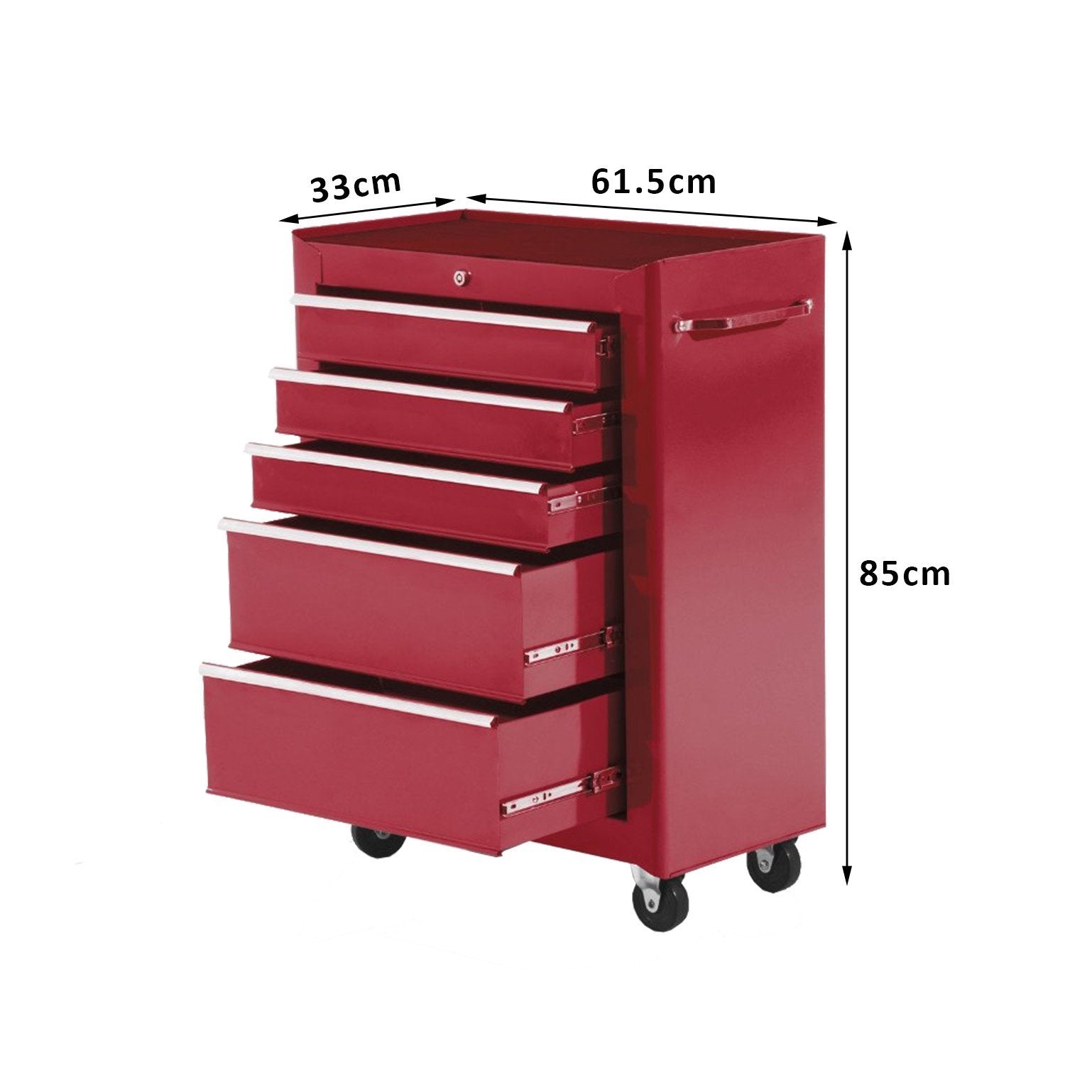 Carrinho de Ferramentas com 5 Gavetas Vermelho 61,5x33x85 cm
