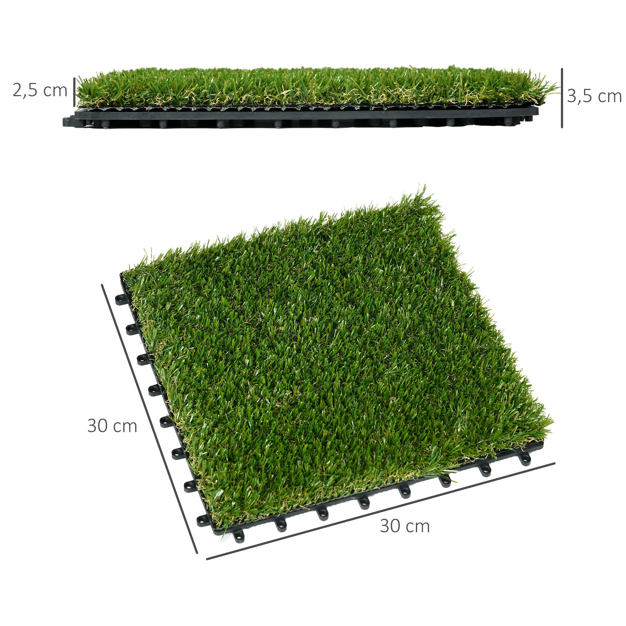 Relva Artificial – 30x30x3,5 cm – Verde – PP e PE
