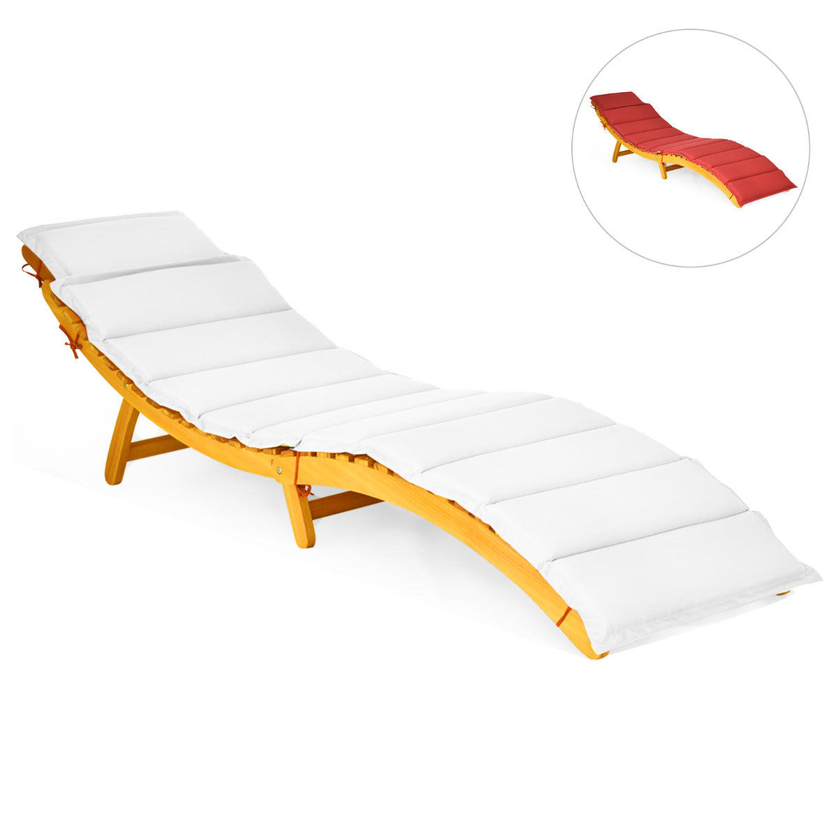 Tumbona de Madeira de Acácia com Almofadas - Ideal para Piscina e Jardim