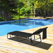 Tumbona Dobrável com 3 Almofadas Removíveis e Encosto Ajustável em 5 Posições Tumbonas de Jardim Exterior para Terraço Piscina Preto
