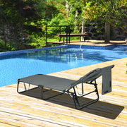 Tumbona de Jardim Dobrável com 3 Almofadas Removíveis e Encosto Ajustável em 5 Posições para Exterior Terraço Piscina Cinzento