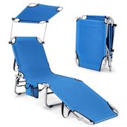 Tumbona Plegable para Exterior com Sombra - Azul