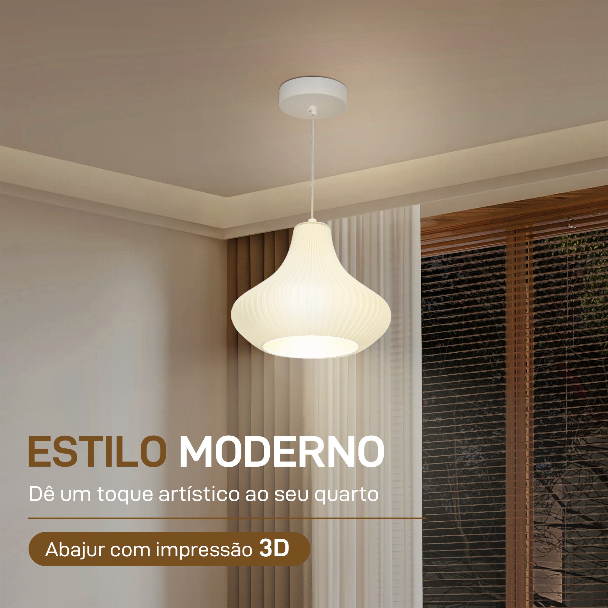 Candeeiro Suspenso Moderno Geométrico Ø22x18 cm - Branco