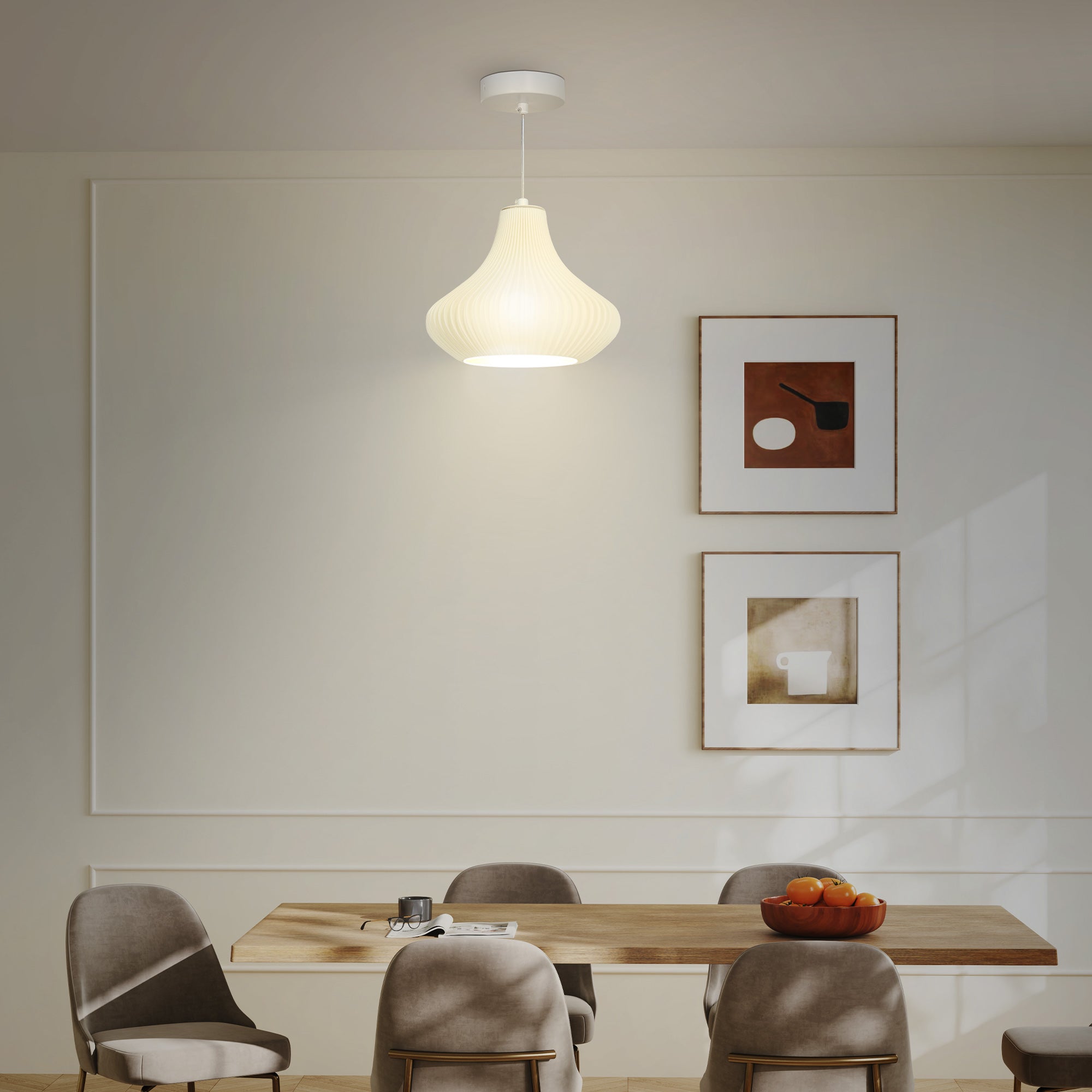 Candeeiro Suspenso Moderno Geométrico Ø22x18 cm - Branco