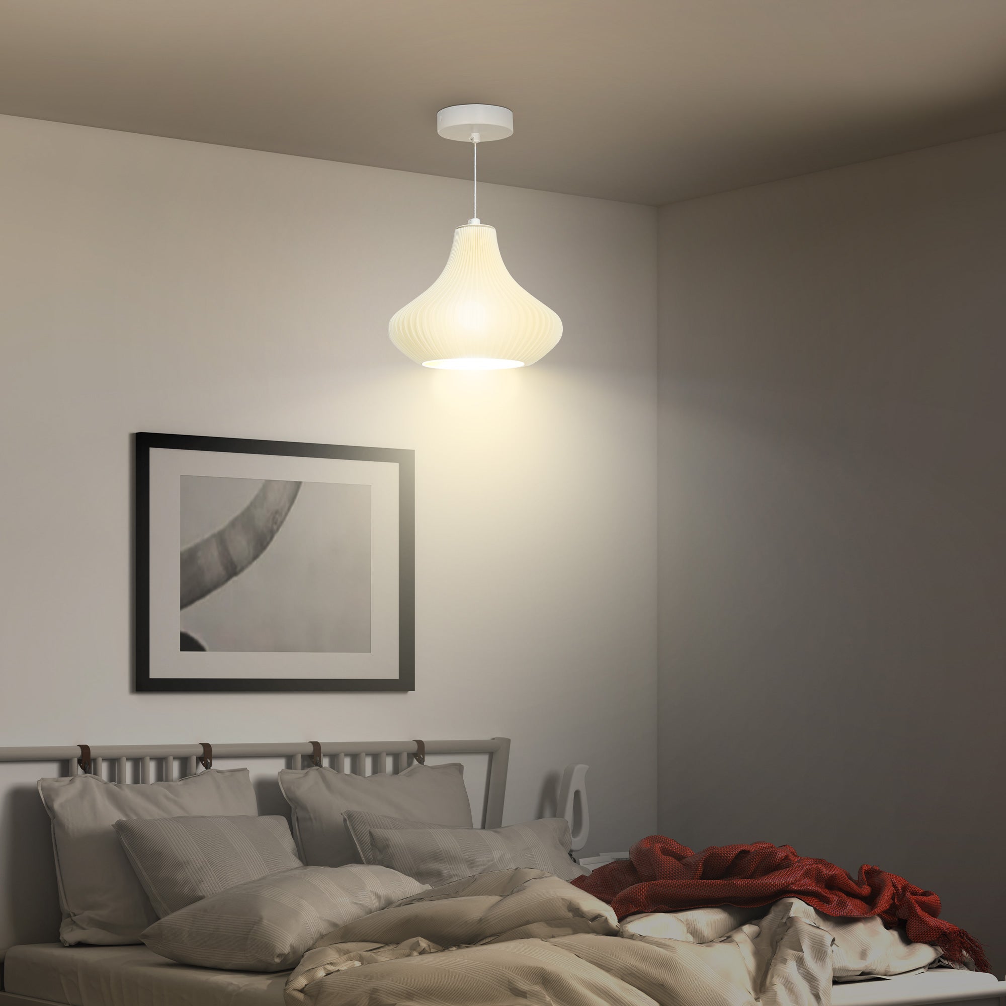 Candeeiro Suspenso Moderno Geométrico Ø22x18 cm - Branco