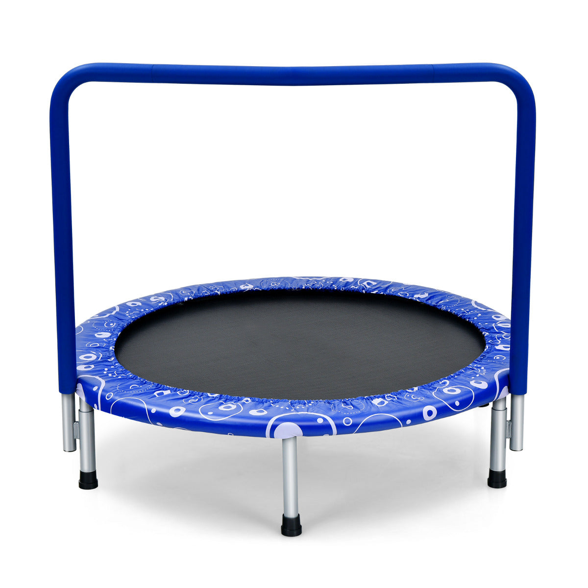 Mini Trampolim Dobrável de 92 cm para Crianças com Cobertura Acolchoada de Segurança Interior Azul