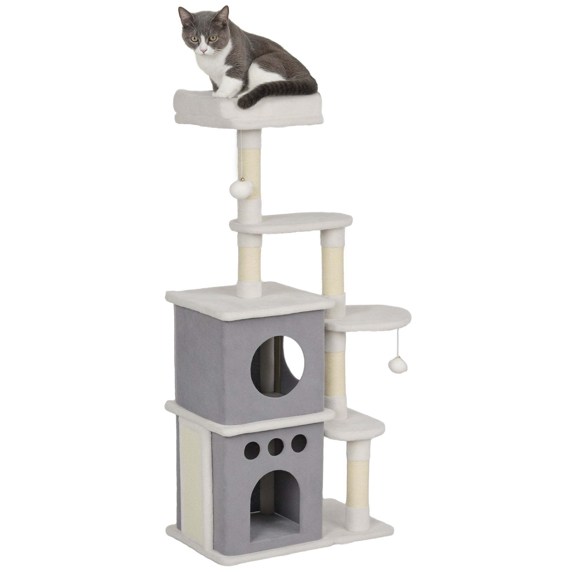 Arranhador para Gatos 56x34x126 cm Cinza e Creme