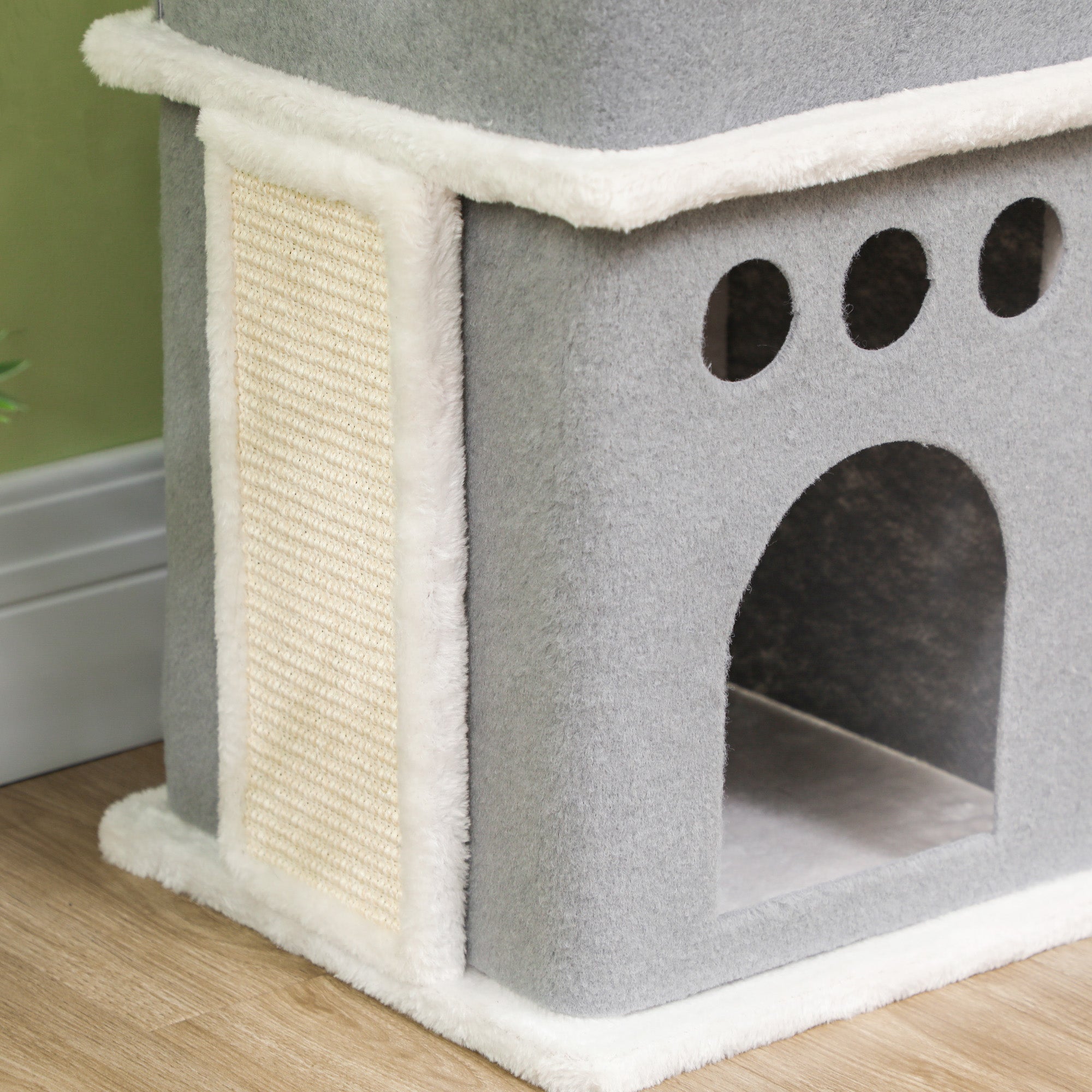 Arranhador para Gatos 56x34x126 cm Cinza e Creme