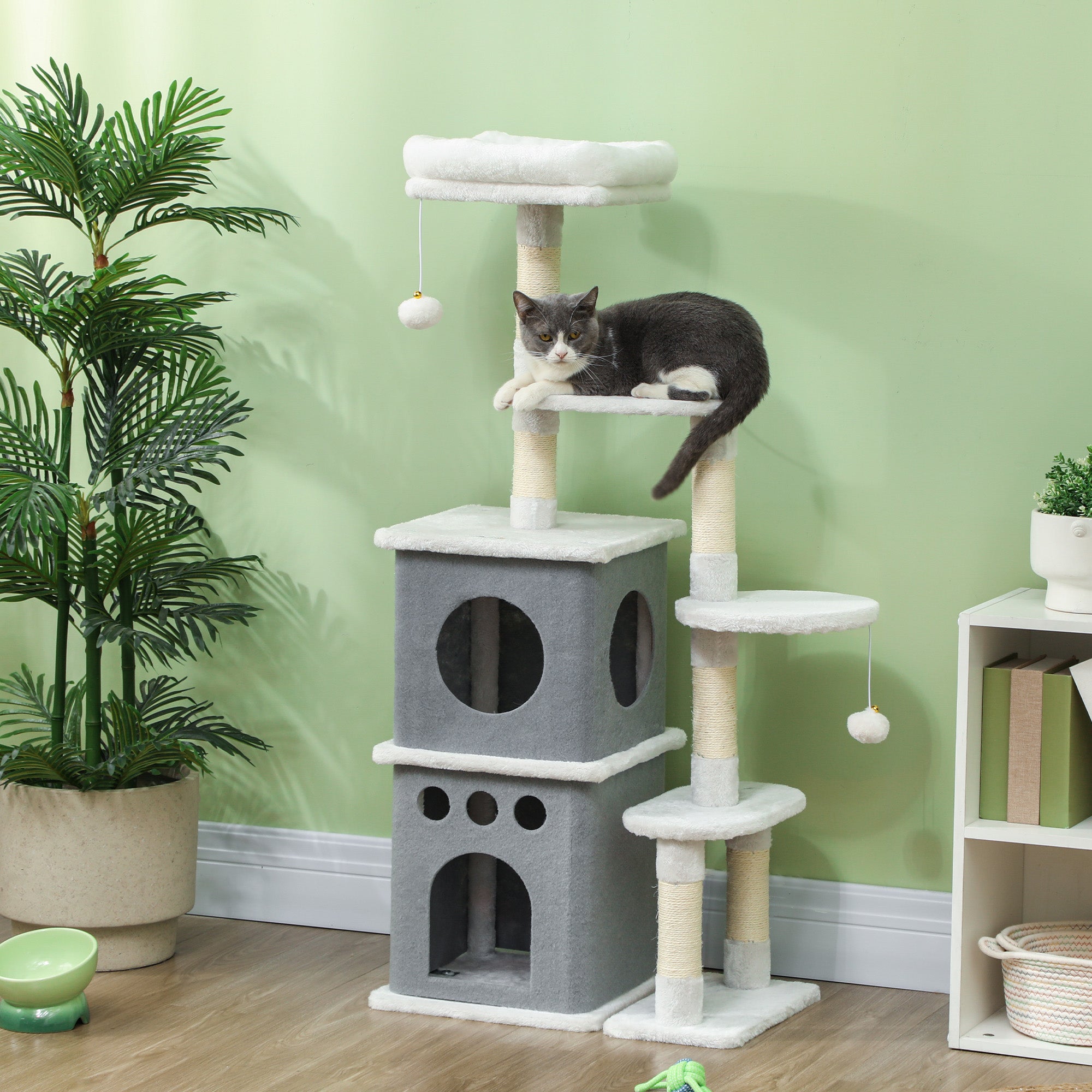 Arranhador para Gatos 56x34x126 cm Cinza e Creme