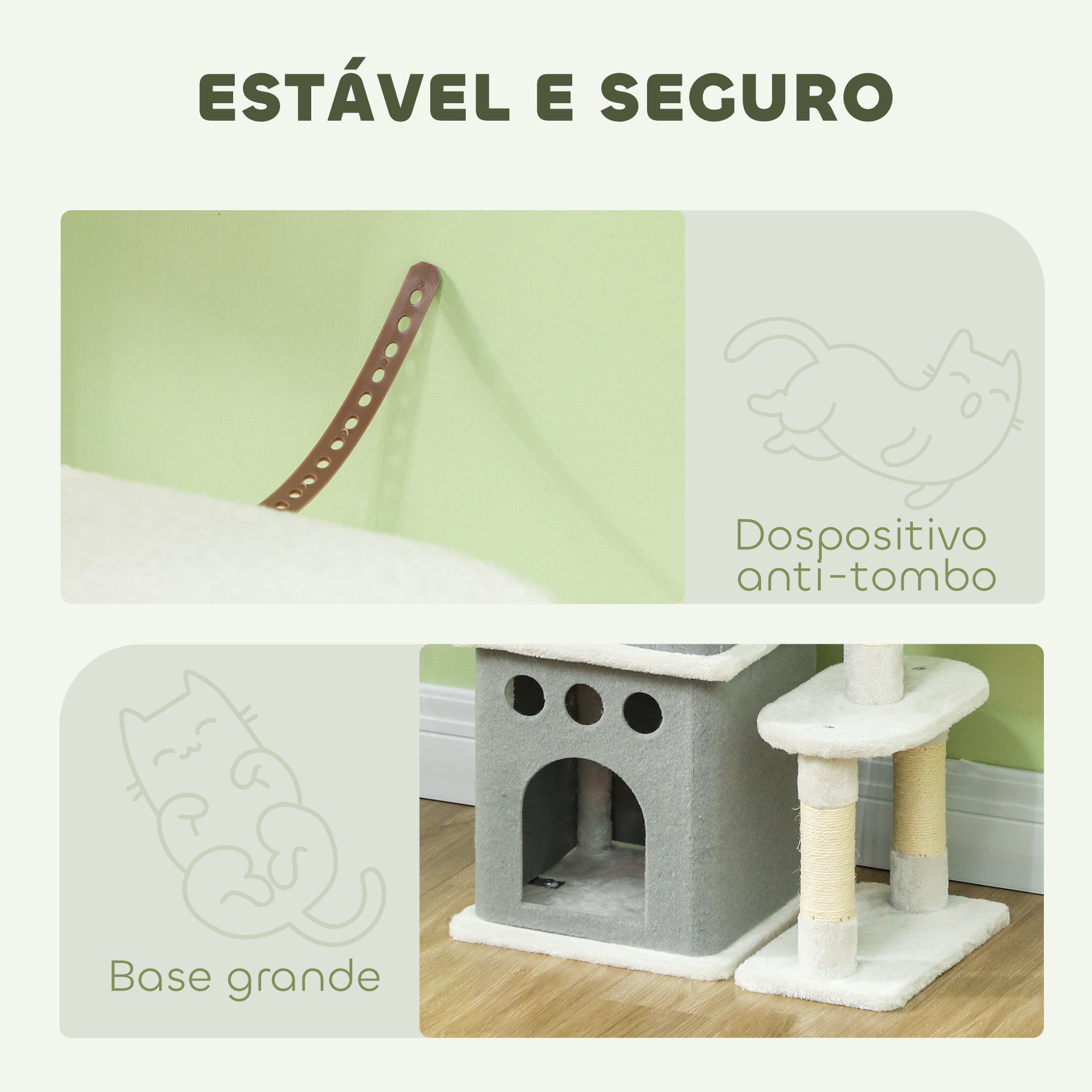 Arranhador para Gatos 56x34x126 cm Cinza e Creme