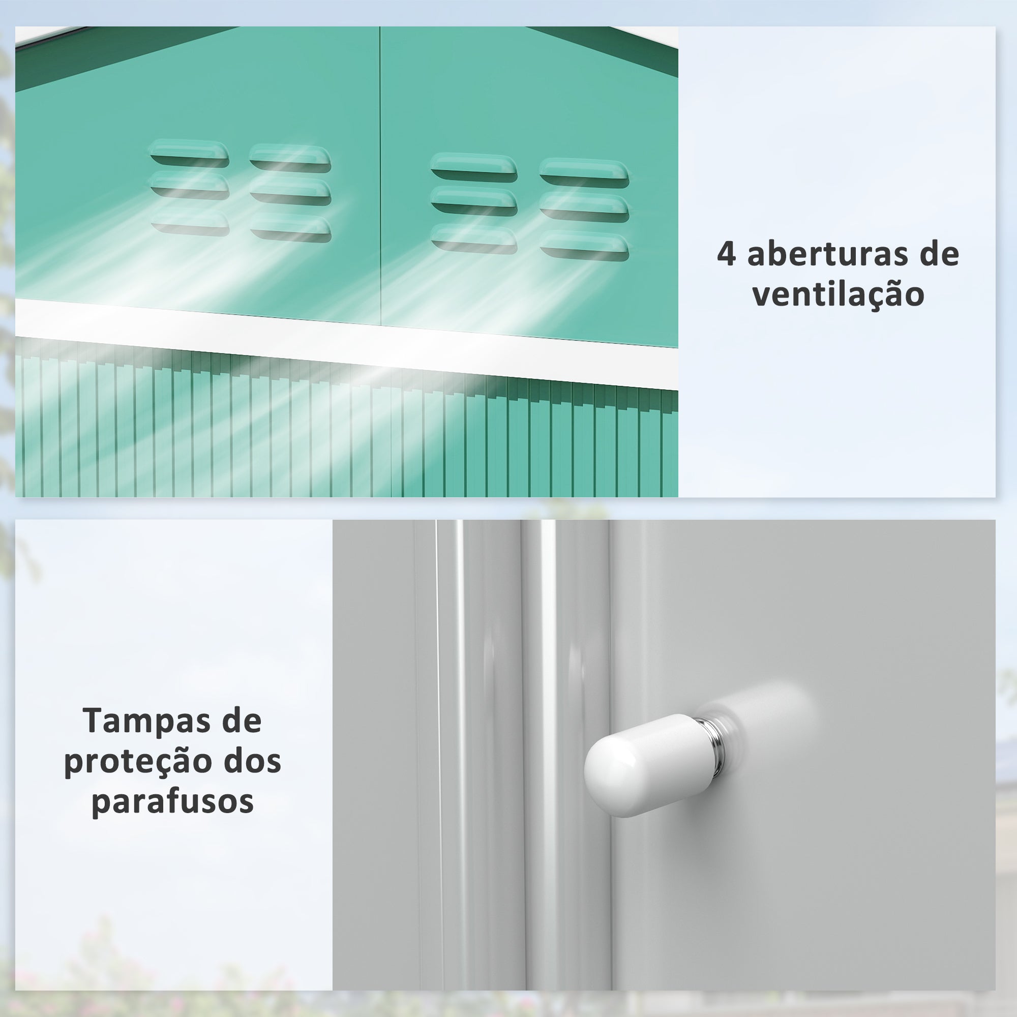 Abrigo de Jardim Exterior Verde 277x195x192cm - Armazenamento de Ferramentas