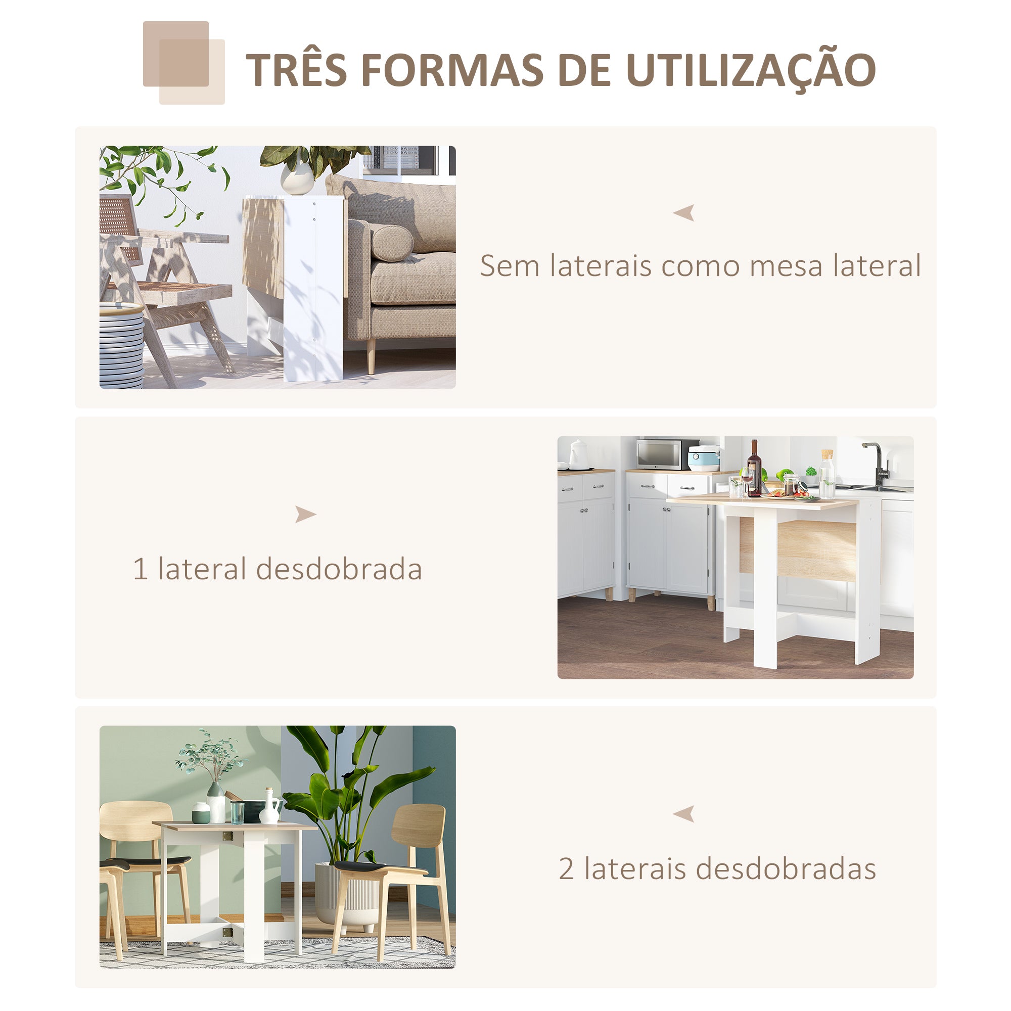 Mesa de Jantar Dobrável Carvalho e Branco 103x76x73,5 cm