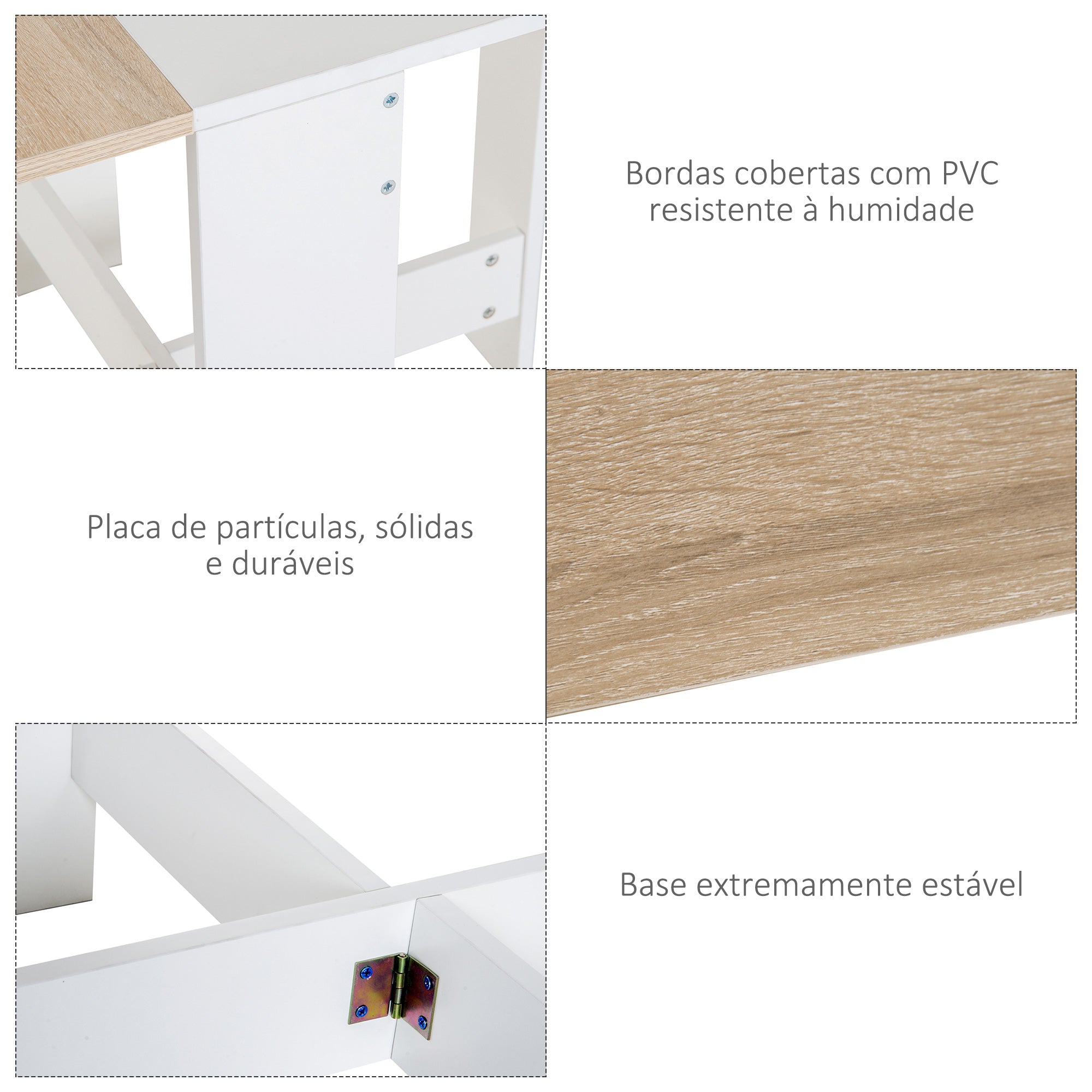 Mesa de Jantar Dobrável Carvalho e Branco 103x76x73,5 cm