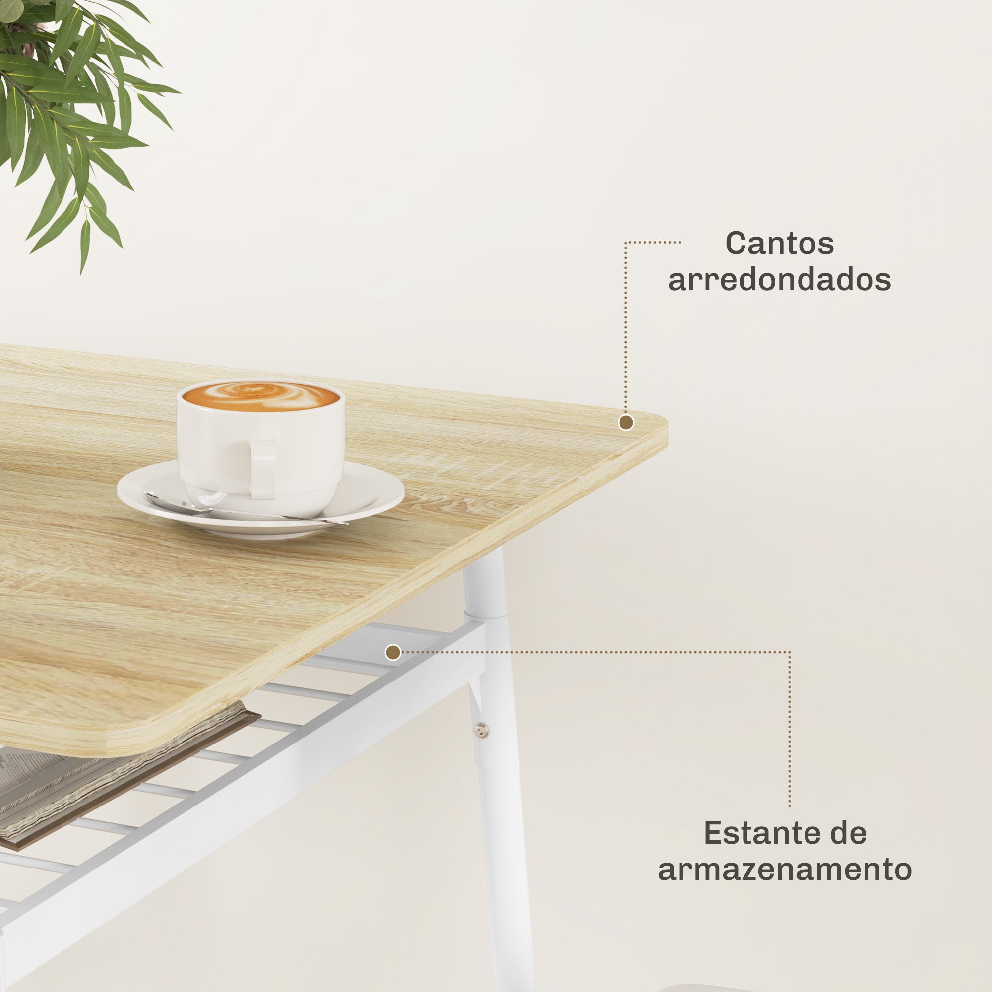 Conjunto de Refeição de 3 Peças Mesa de Cozinha 70x70x75 cm e 2 Cadeiras 40x50x80 cm - Madeira e Branco