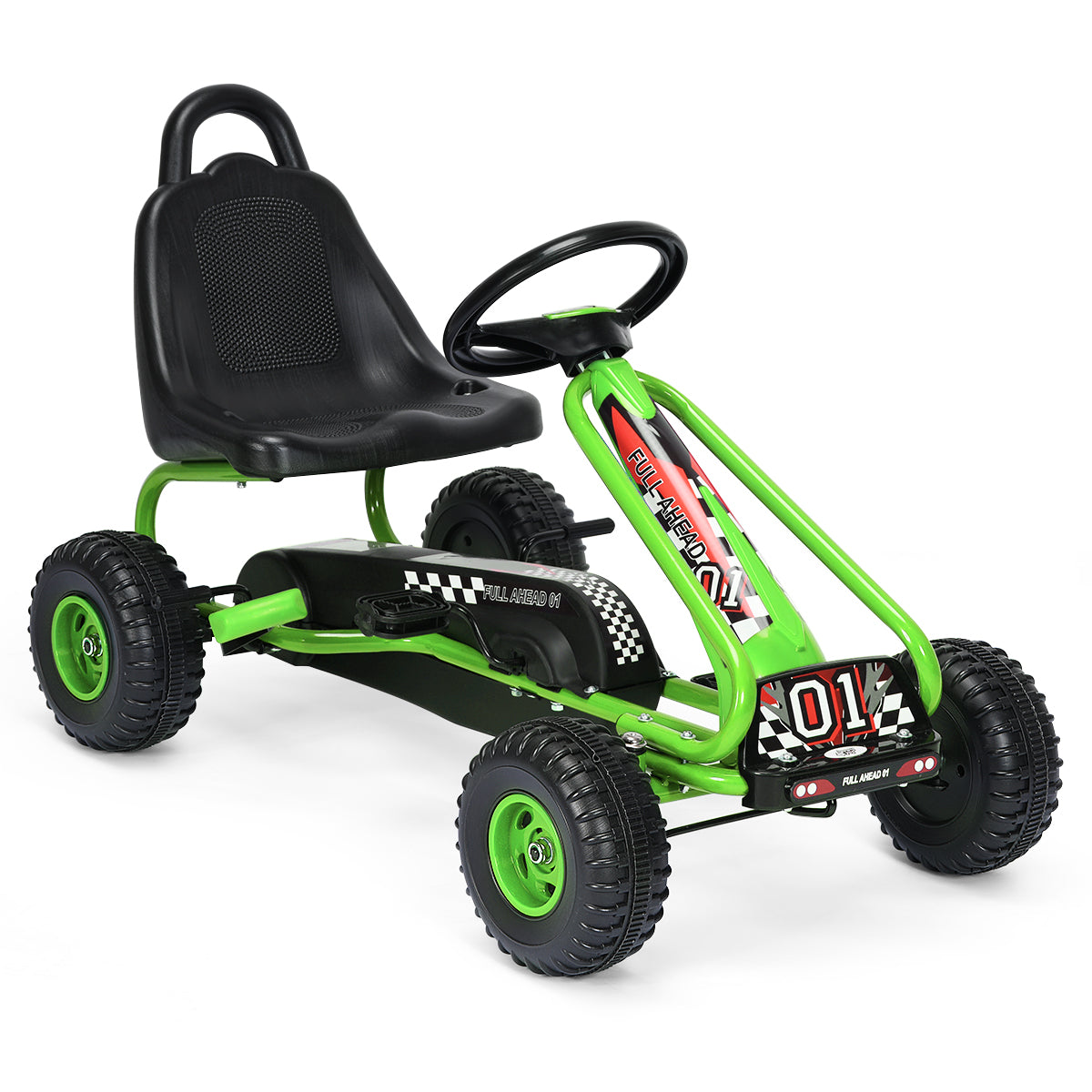Go Kart de Pedais para Crianças – 92 x 50 x 53 cm – Verde – PP e Ferro