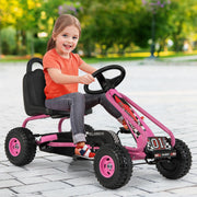 Go Kart de Pedais para Crianças – 92 x 50 x 53 cm – Rosa – PP e Ferro