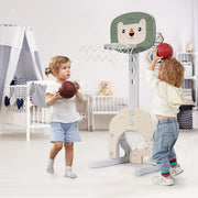 Canasta de Basquetebol 3 em 1 com Jogo de Golfe Altura Regulável Leve e Estável para Crianças Verde 54 x 51 x 110-149 cm