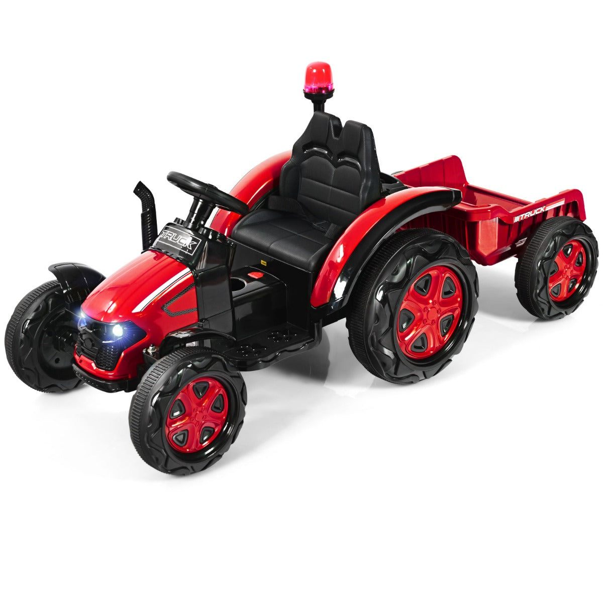 Trator de Brincar com Reboque para Crianças 3-8 Anos Inclui Comando 2,4 G Vermelho 151 x 68 x 70 cm