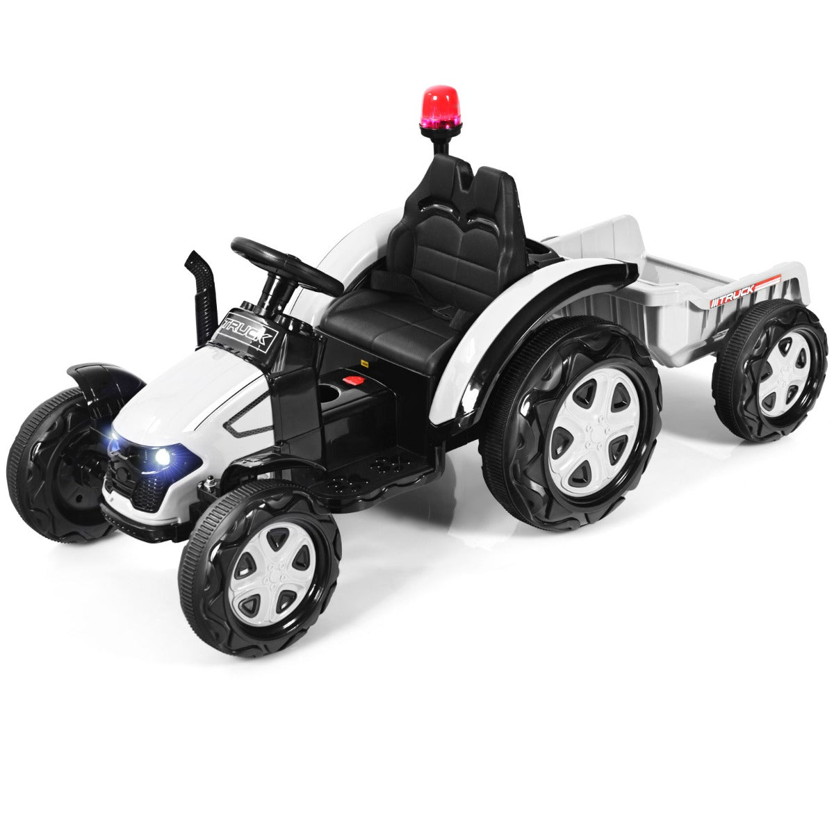 Trator Brinquedo com Reboque para Crianças 3-8 Anos Inclui Comando 2,4 G Branco 151 x 68 x 70 cm