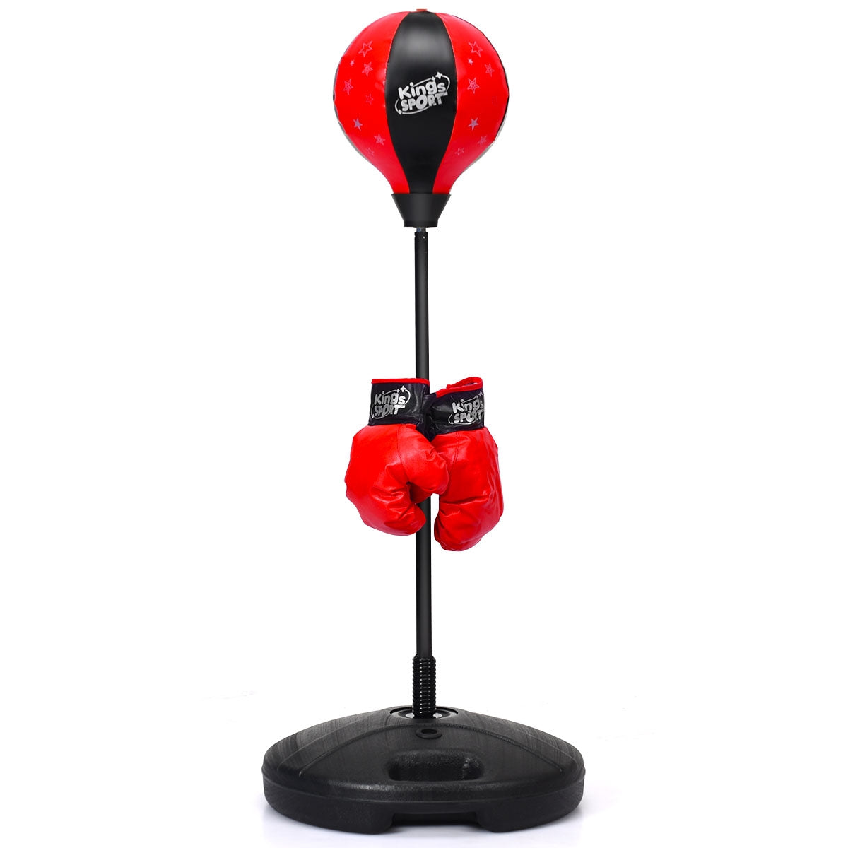 Jogo de Boxe para Crianças com Altura Ajustável, Luvas de Boxe e Bomba Manual Vermelho e Preto 81-123 cm