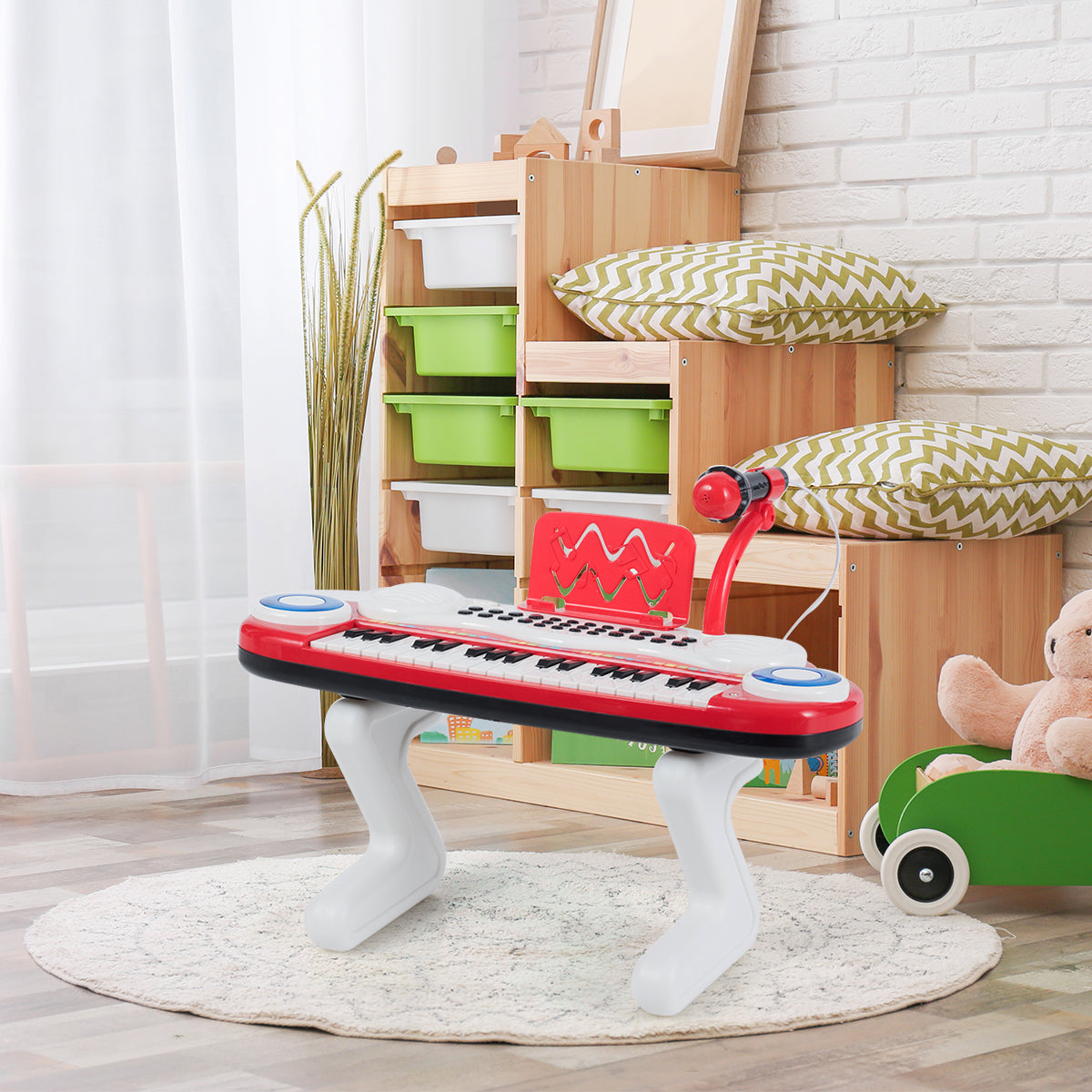 Piano Digital para Crianças – 37 Teclas – Vermelho – ABS