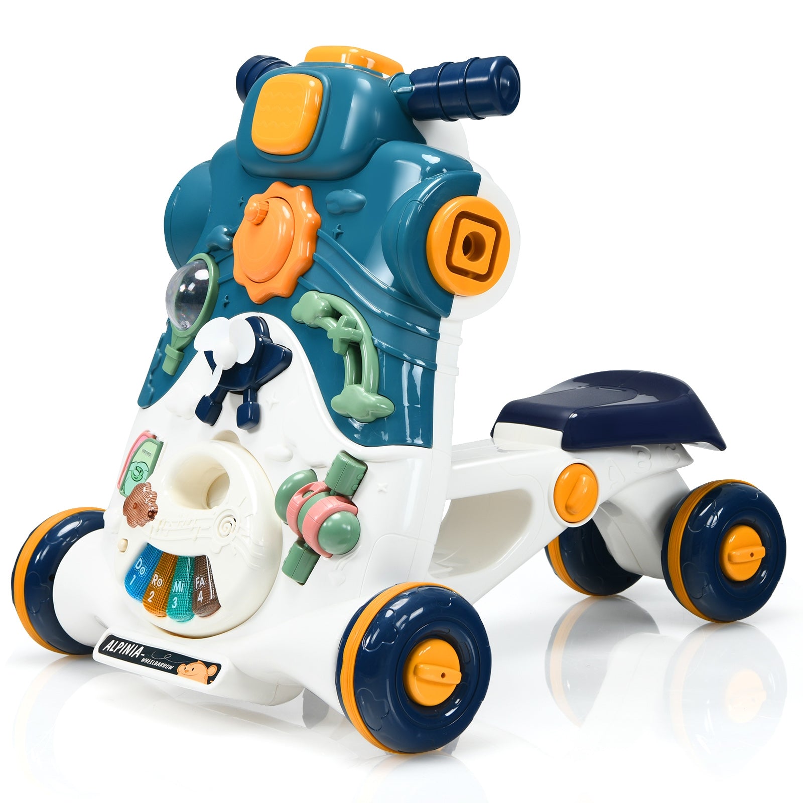 Caminhante 3 em 1 para Crianças 6-36 Meses Carro Montável com Luzes e Música Centro de Atividades Azul 46 x 46 x 46 cm