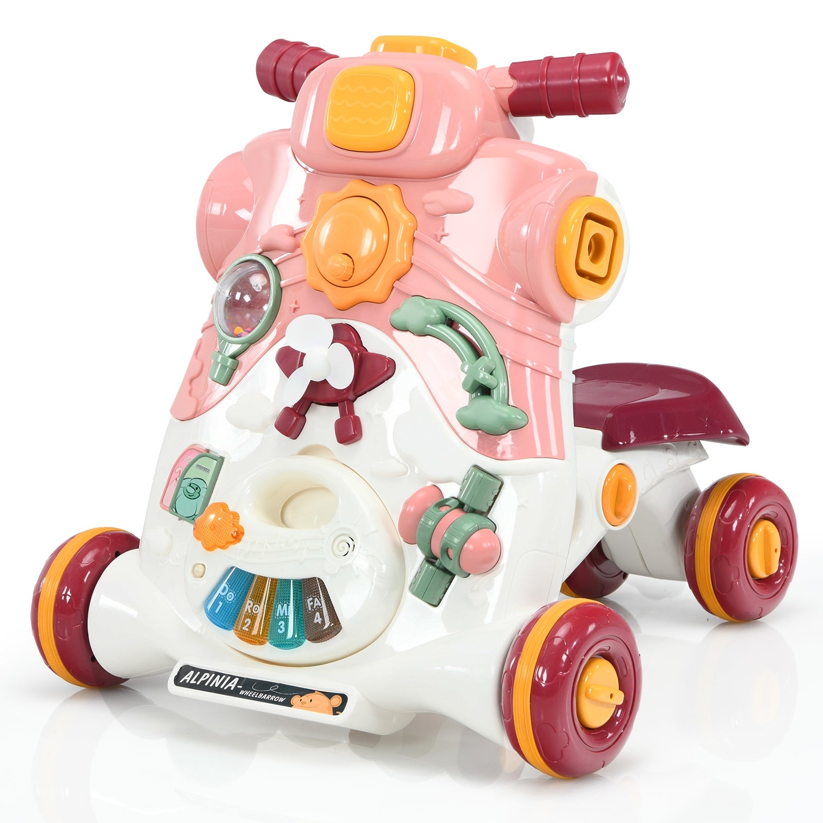 Caminhante 3 em 1 para Crianças 6-36 Meses Carro de Passeio com Luzes e Música Centro de Atividades Rosa 46 x 46 x 46 cm