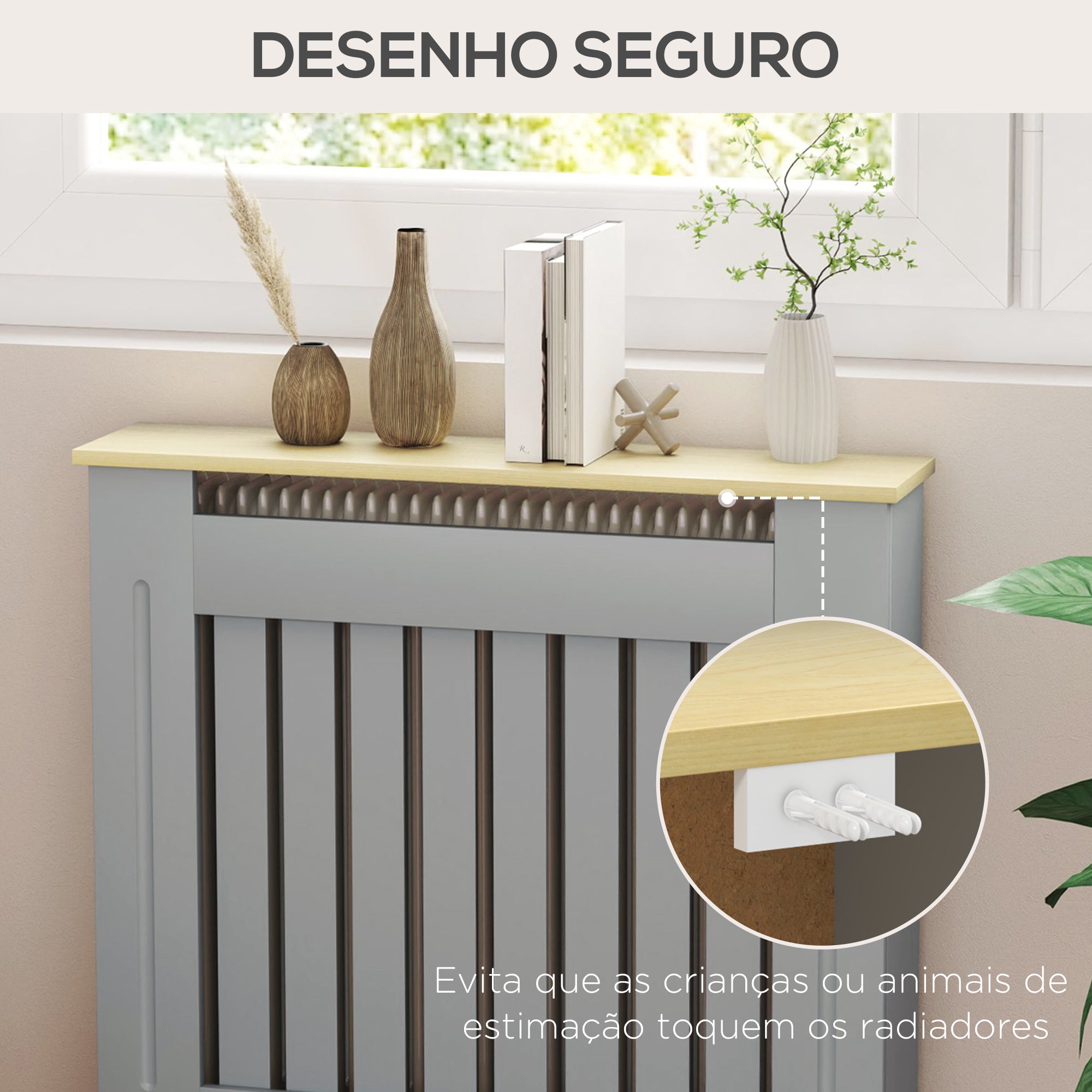 Cobertura para Radiador – 78x19x83 cm – Cinzento – MDF e melamina de madeira