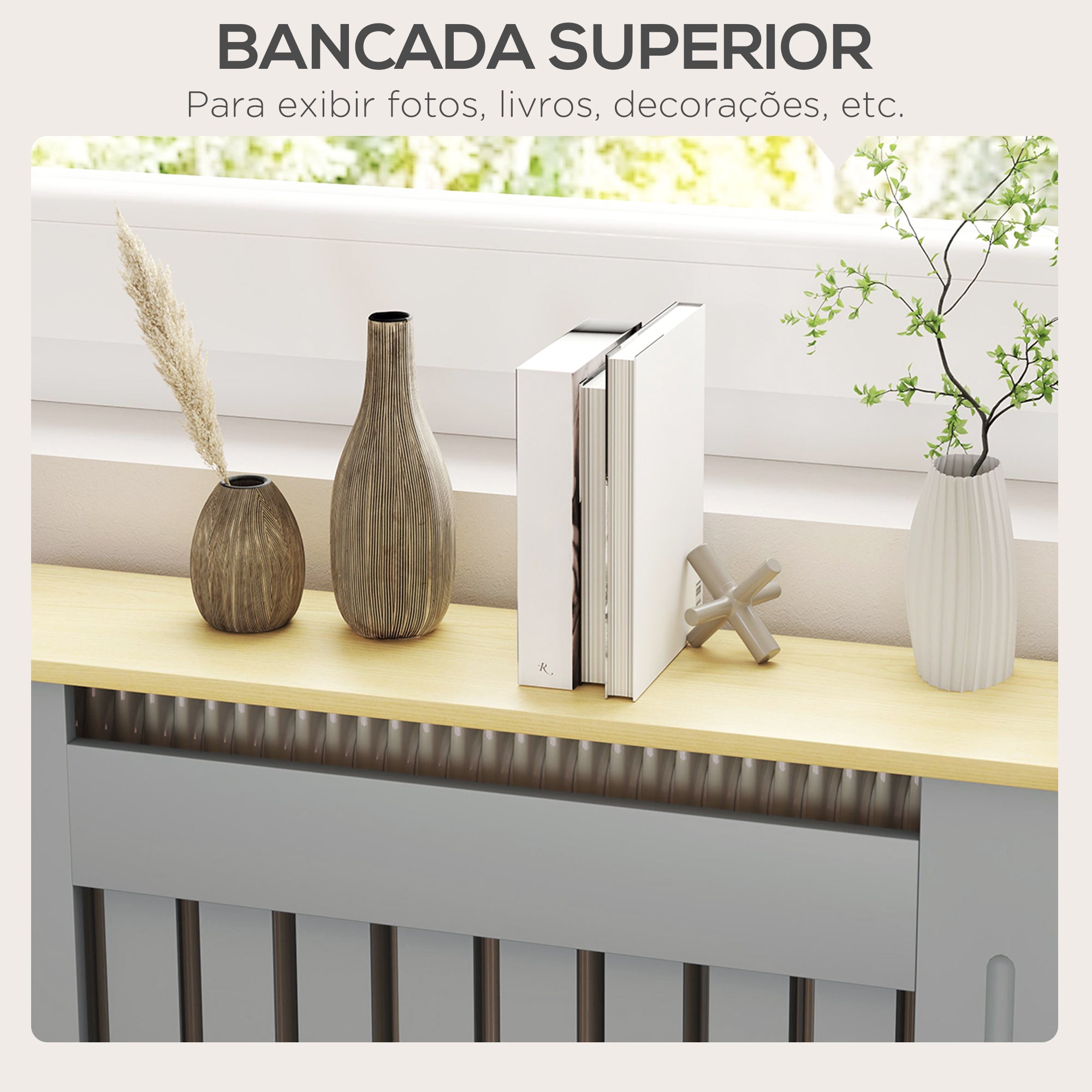 Cobertura para Radiador – 78x19x83 cm – Cinzento – MDF e melamina de madeira
