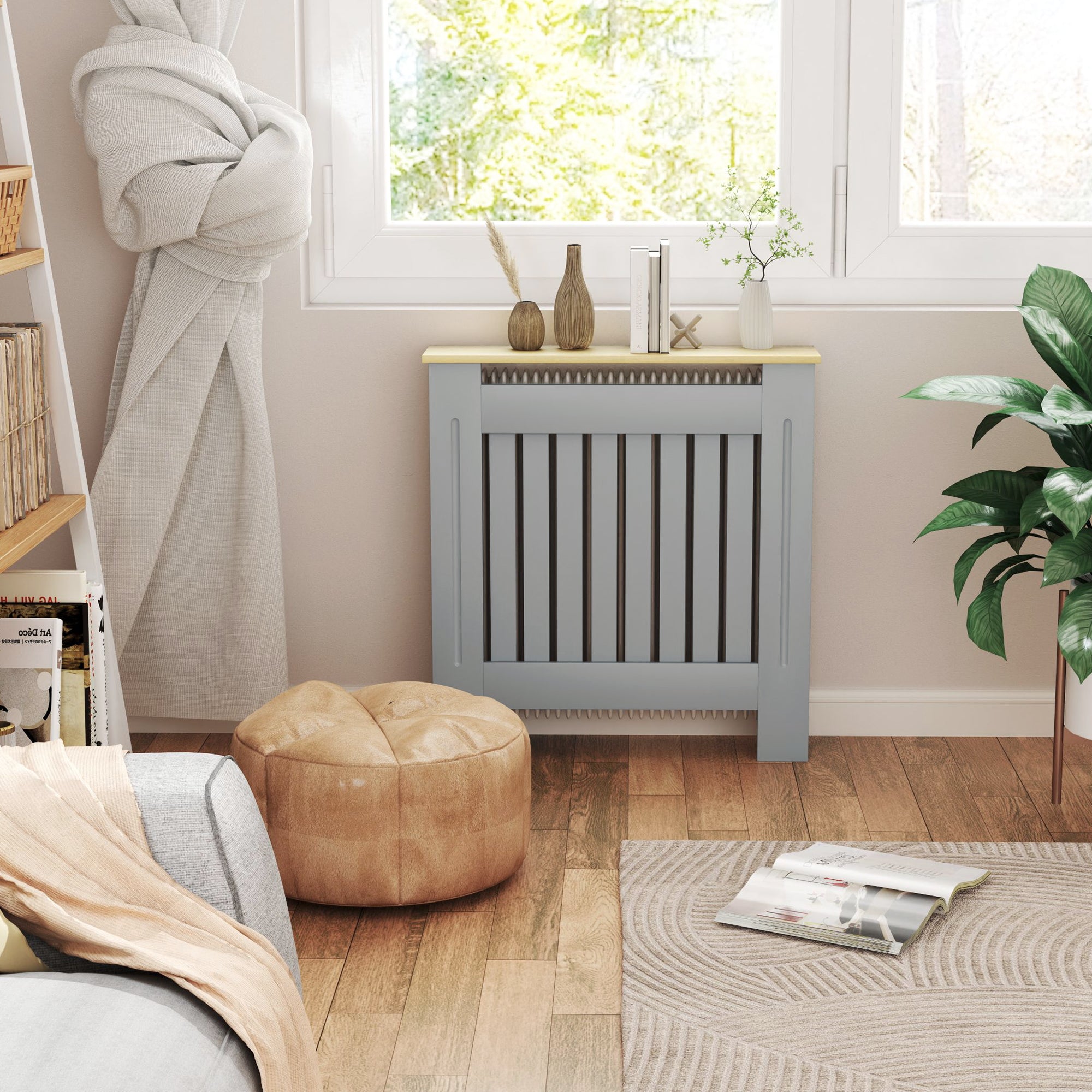 Cobertura para Radiador – 78x19x83 cm – Cinzento – MDF e melamina de madeira