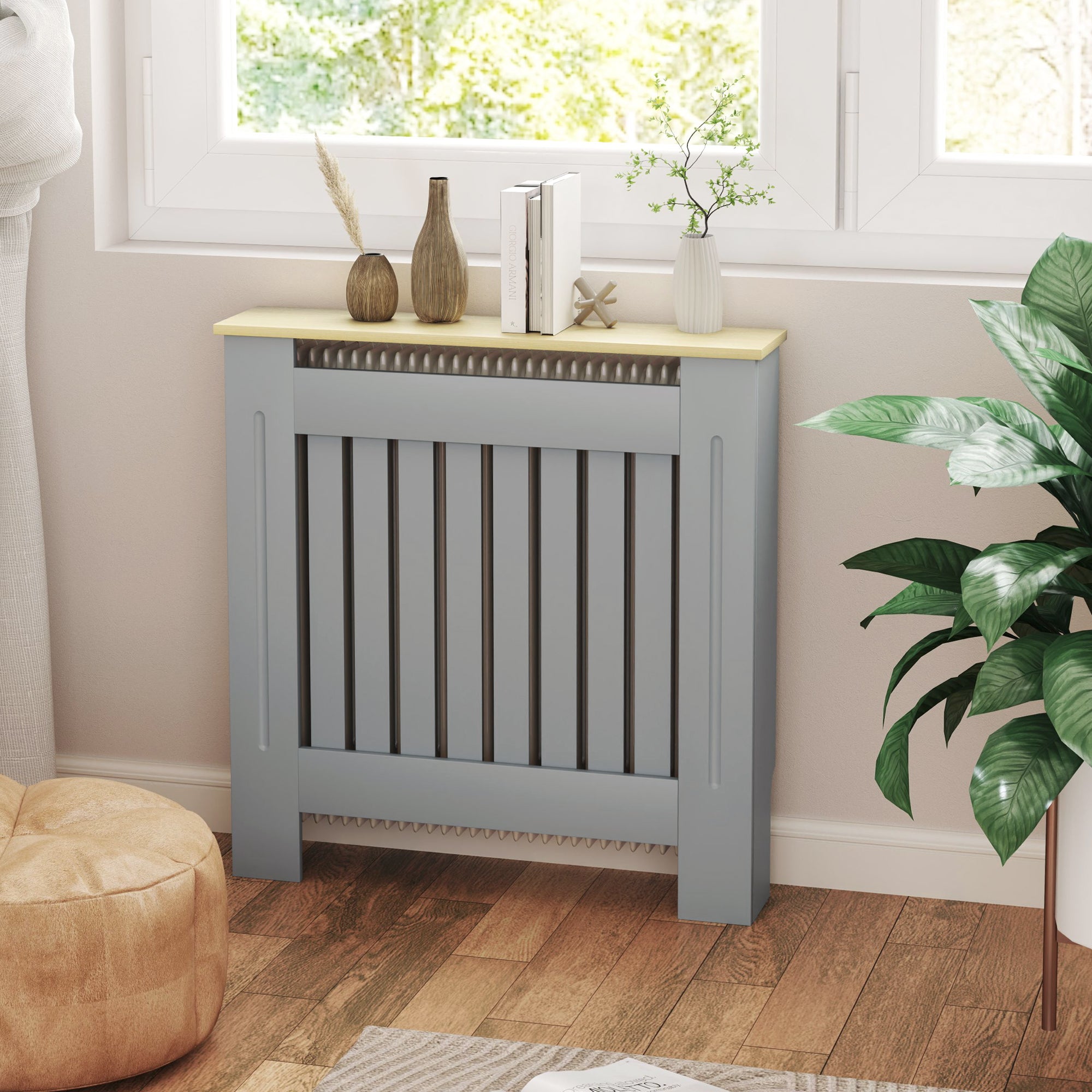 Cobertura para Radiador – 78x19x83 cm – Cinzento – MDF e melamina de madeira
