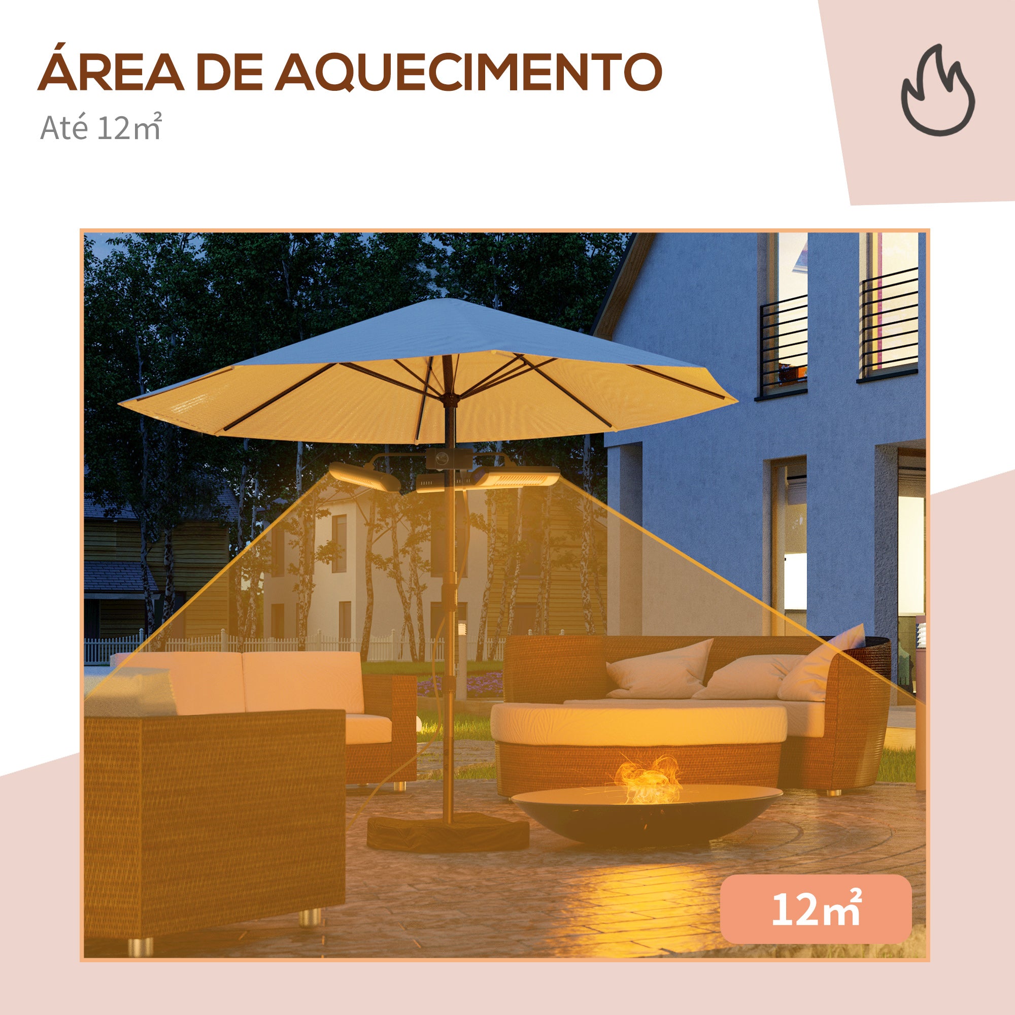 Aquecedor Elétrico de Exterior 1000W 87x75x22cm Preto