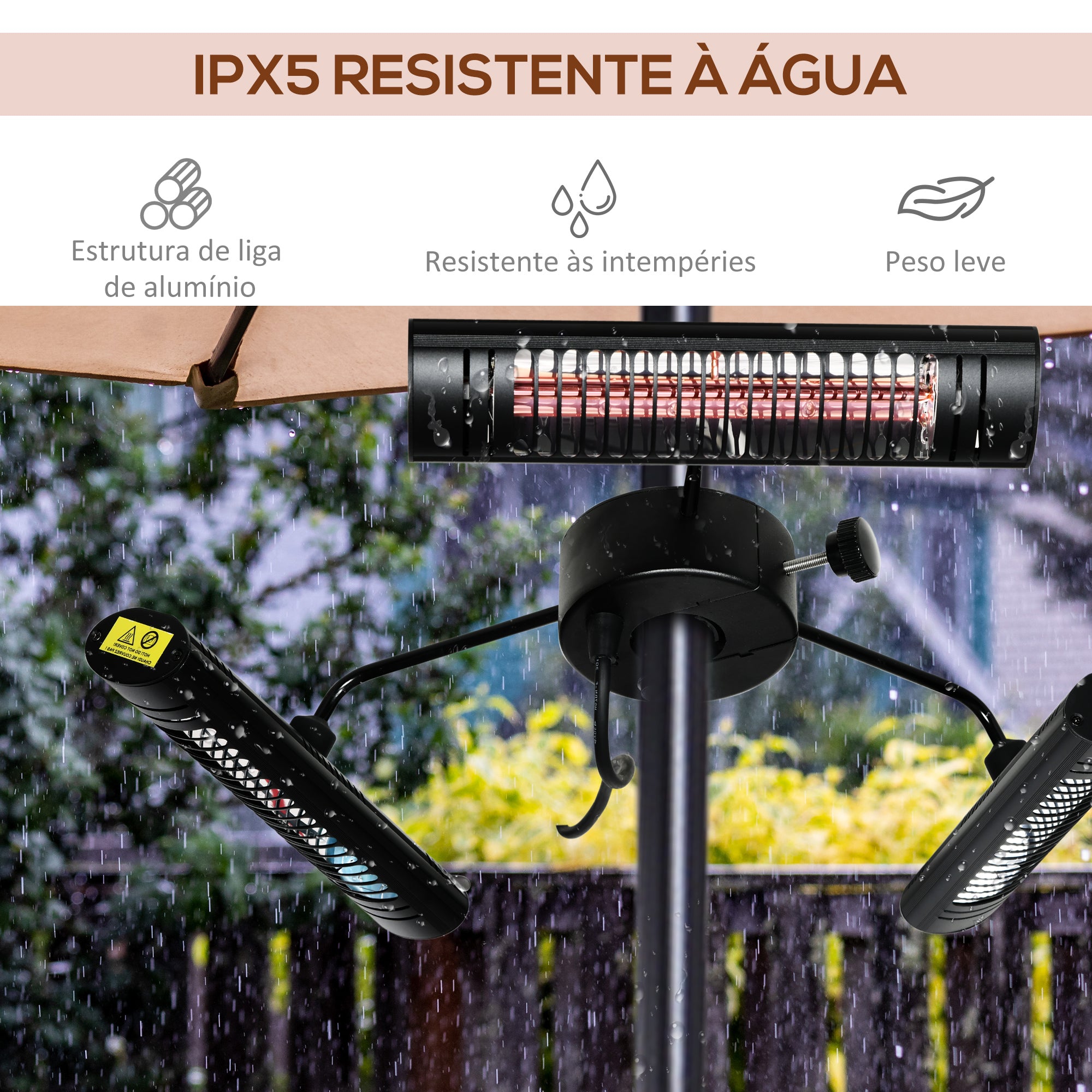 Aquecedor Elétrico de Exterior 1000W 87x75x22cm Preto