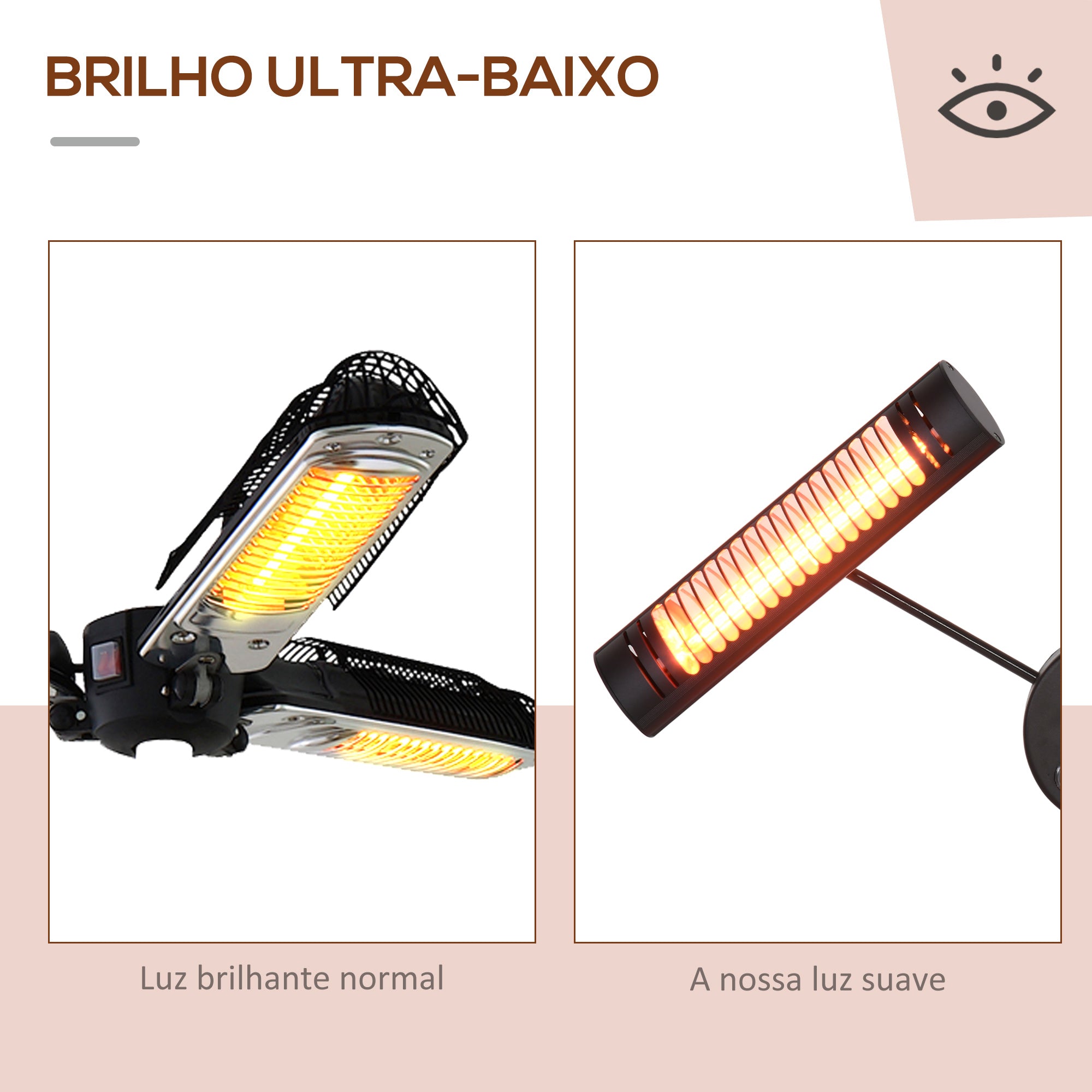 Aquecedor Elétrico de Exterior 1000W 87x75x22cm Preto