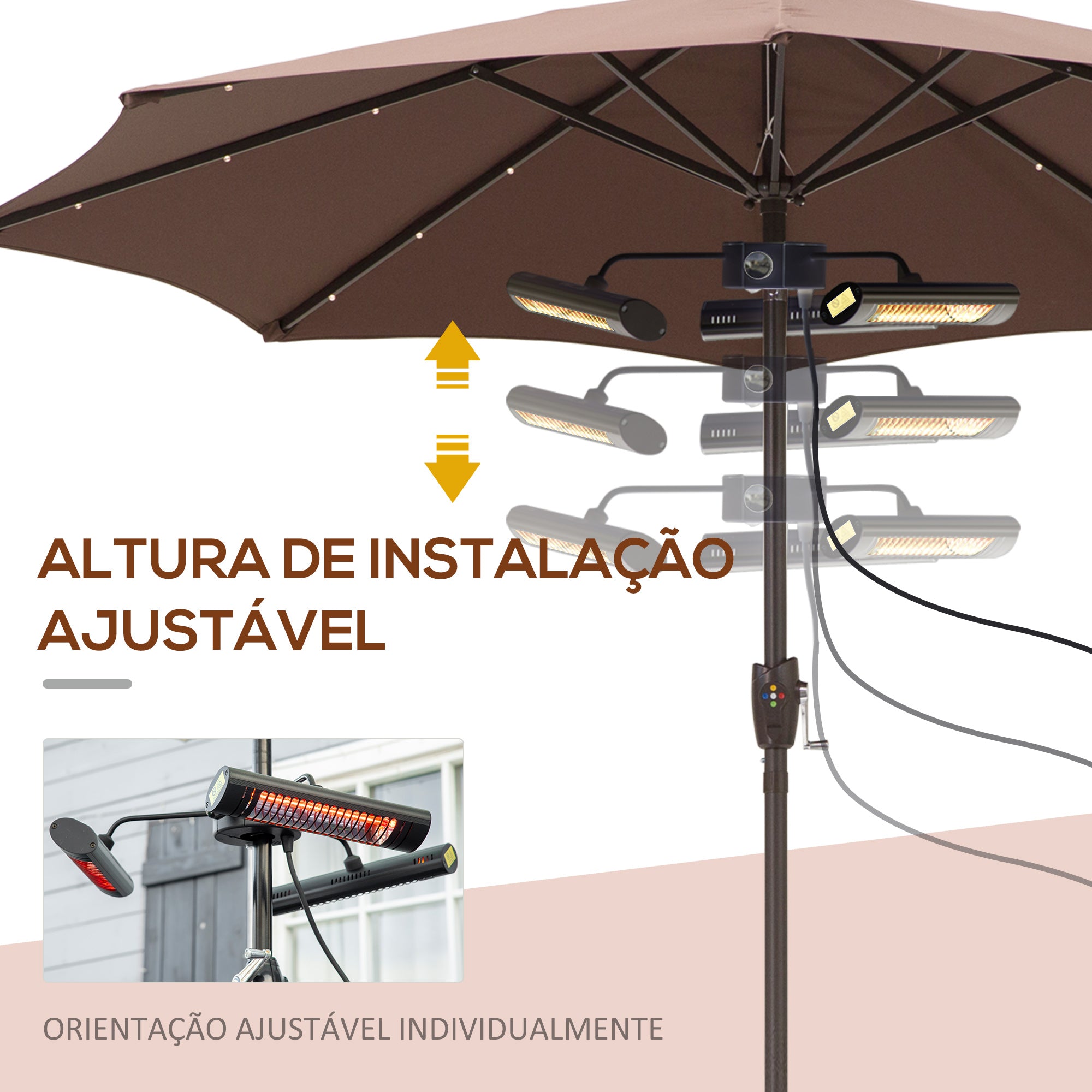 Aquecedor Elétrico de Exterior 1000W 87x75x22cm Preto