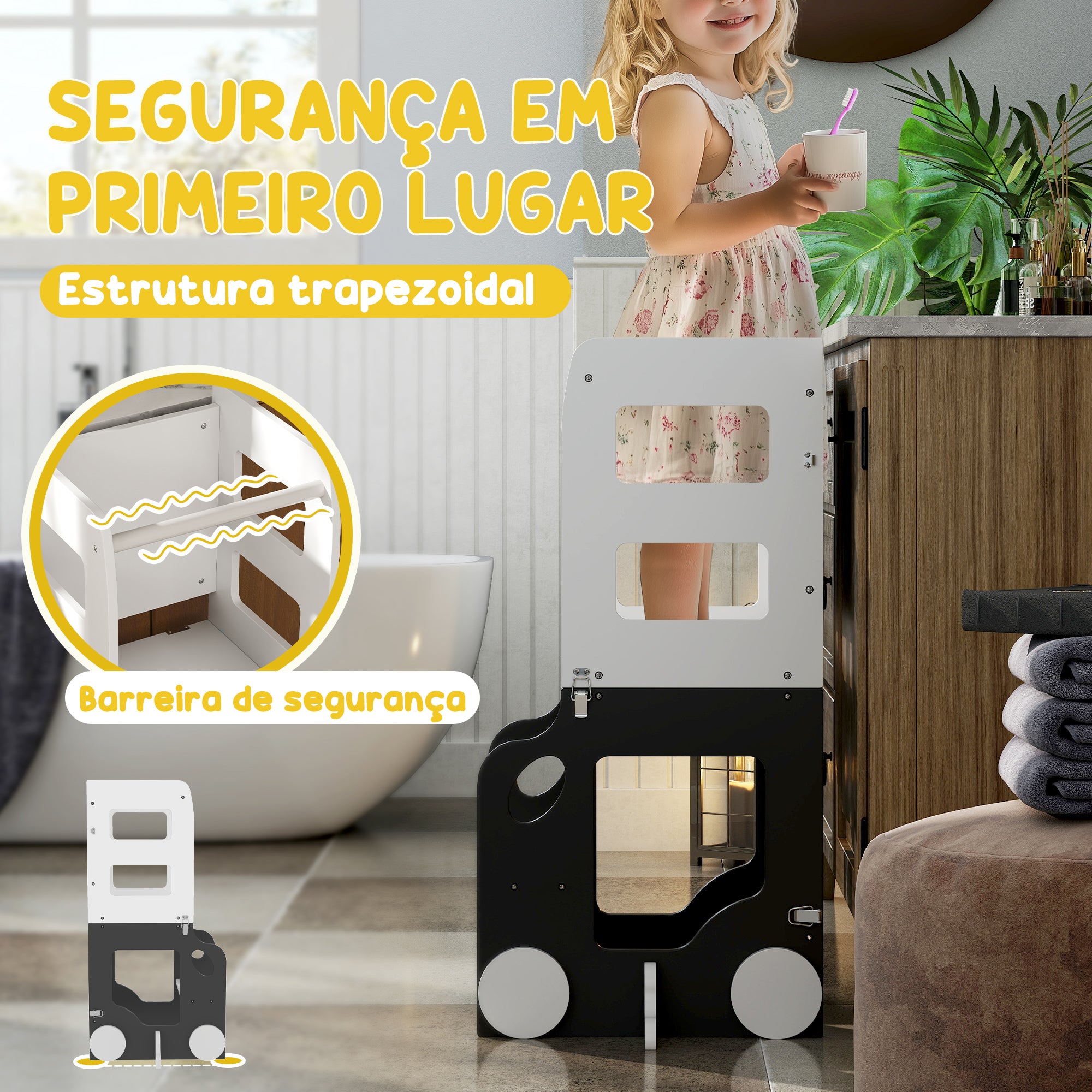 Torre de Aprendizagem Multifuncional 4 em 1 58x46x92 cm Branco e Cinza