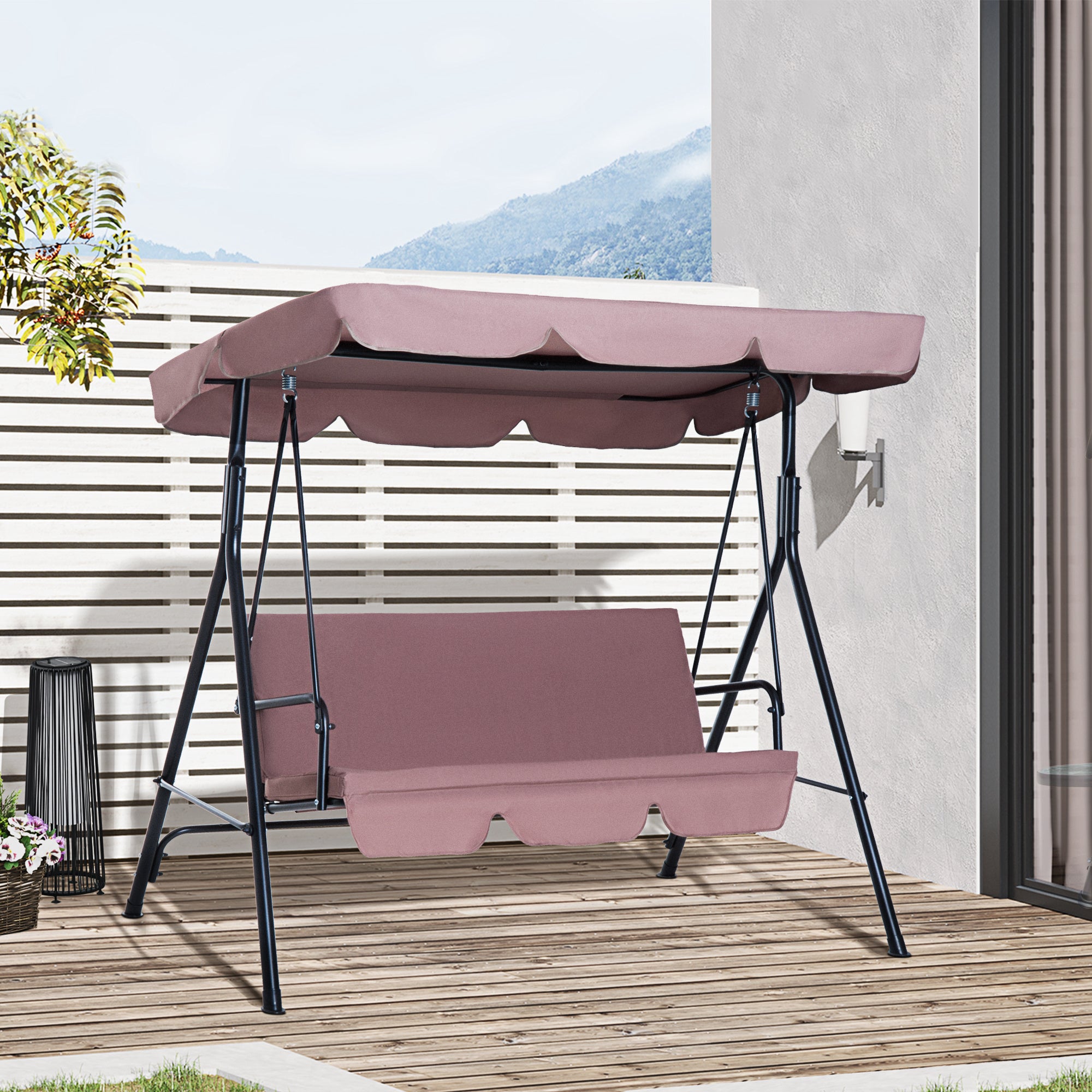 Baloiço de Jardim 3 Lugares Marrom 172x110x153 cm
