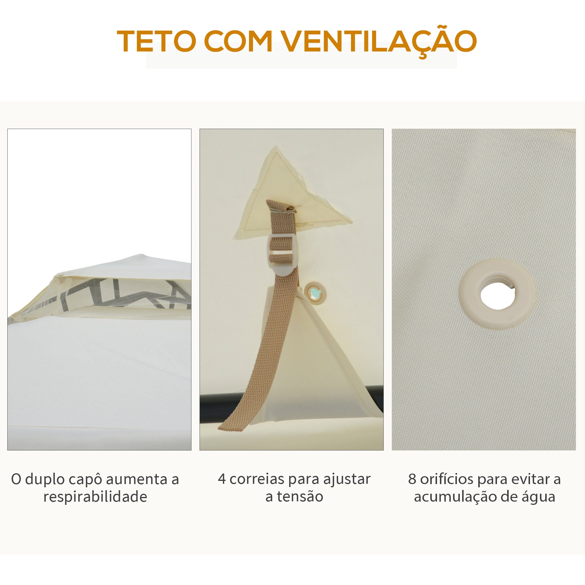 Pérgola de Jardim 3x3m Creme Branco - 294x294x265 cm