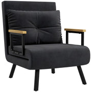 Poltrona Convertível em Cama Dobrável 3 em 1 - Preto 63x73x81 cm