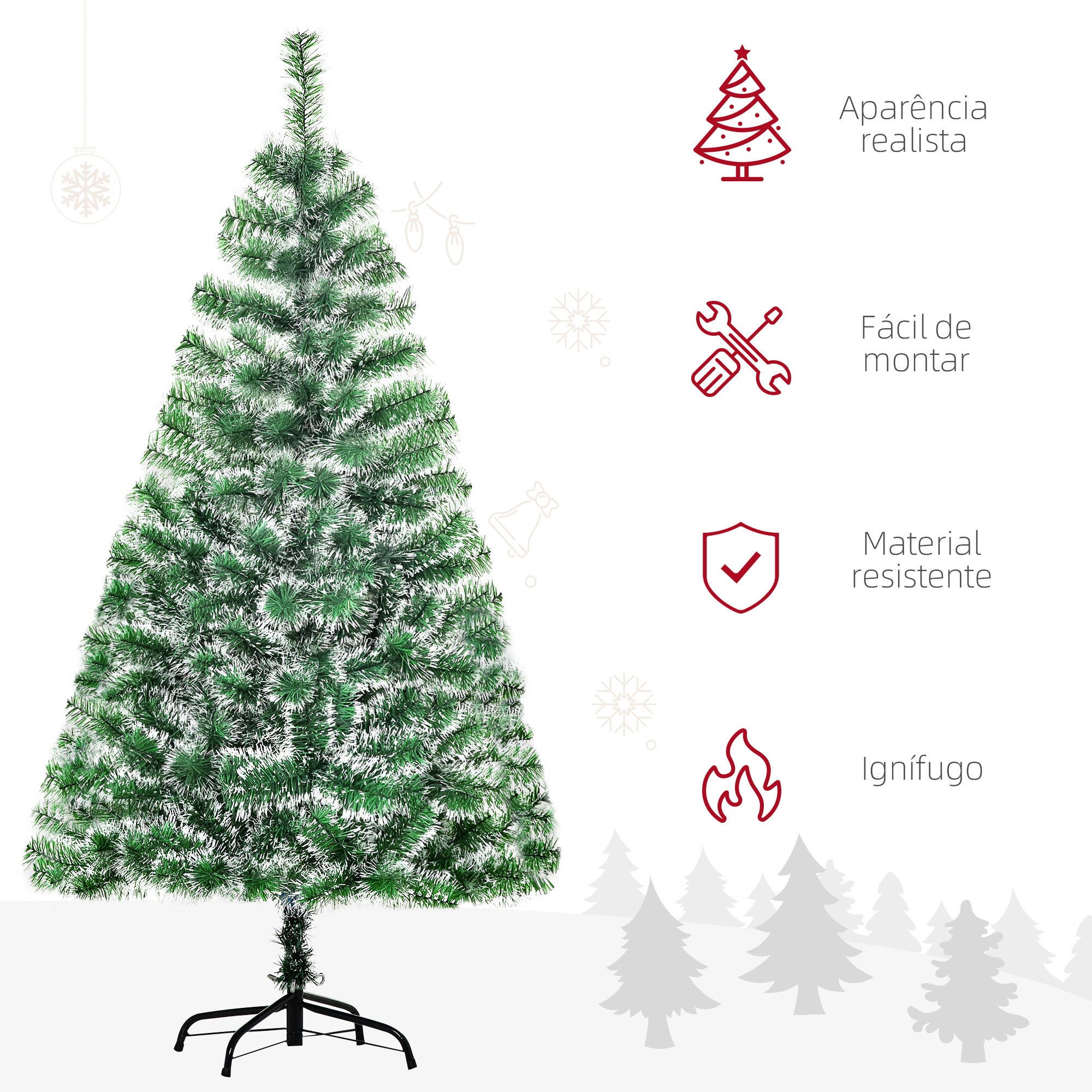 Árvore de Natal Artificial – 150cm – Verde – Metal e PET
