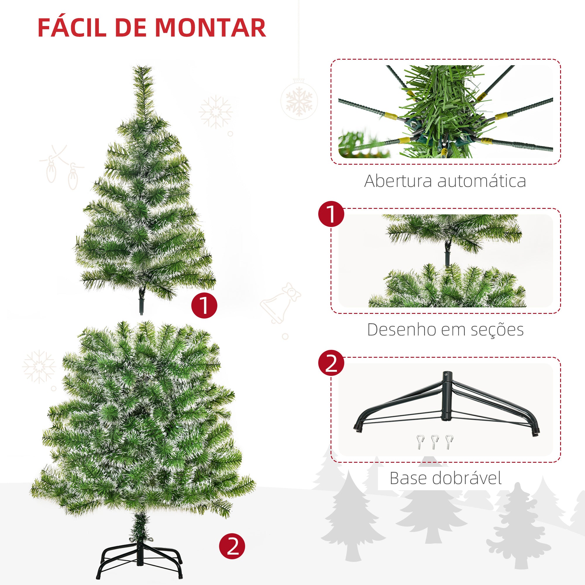 Árvore de Natal Artificial – 150cm – Verde – Metal e PET