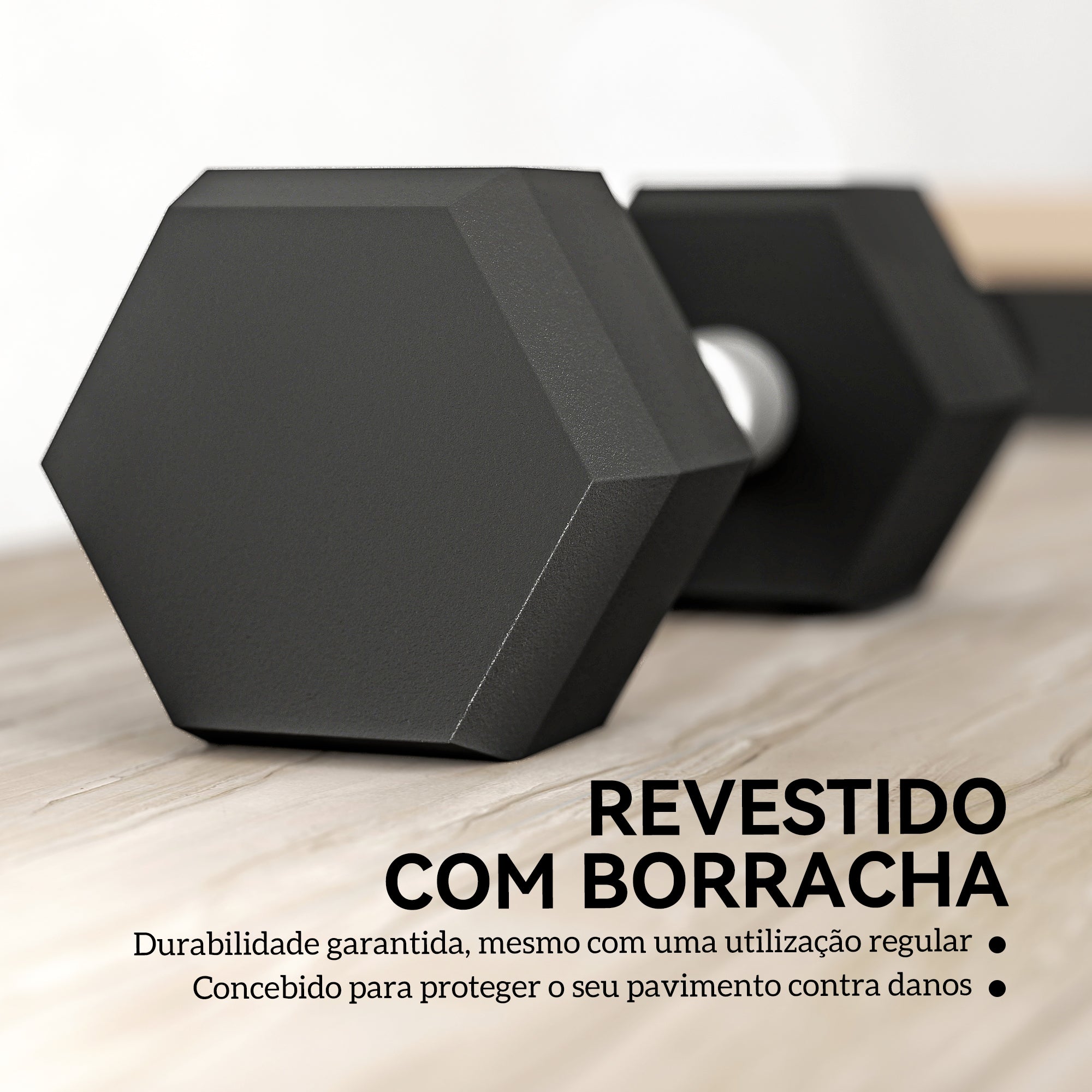 Conjunto de Halteres Hexagonais 12 kg - Preto 28,8x11,5 cm