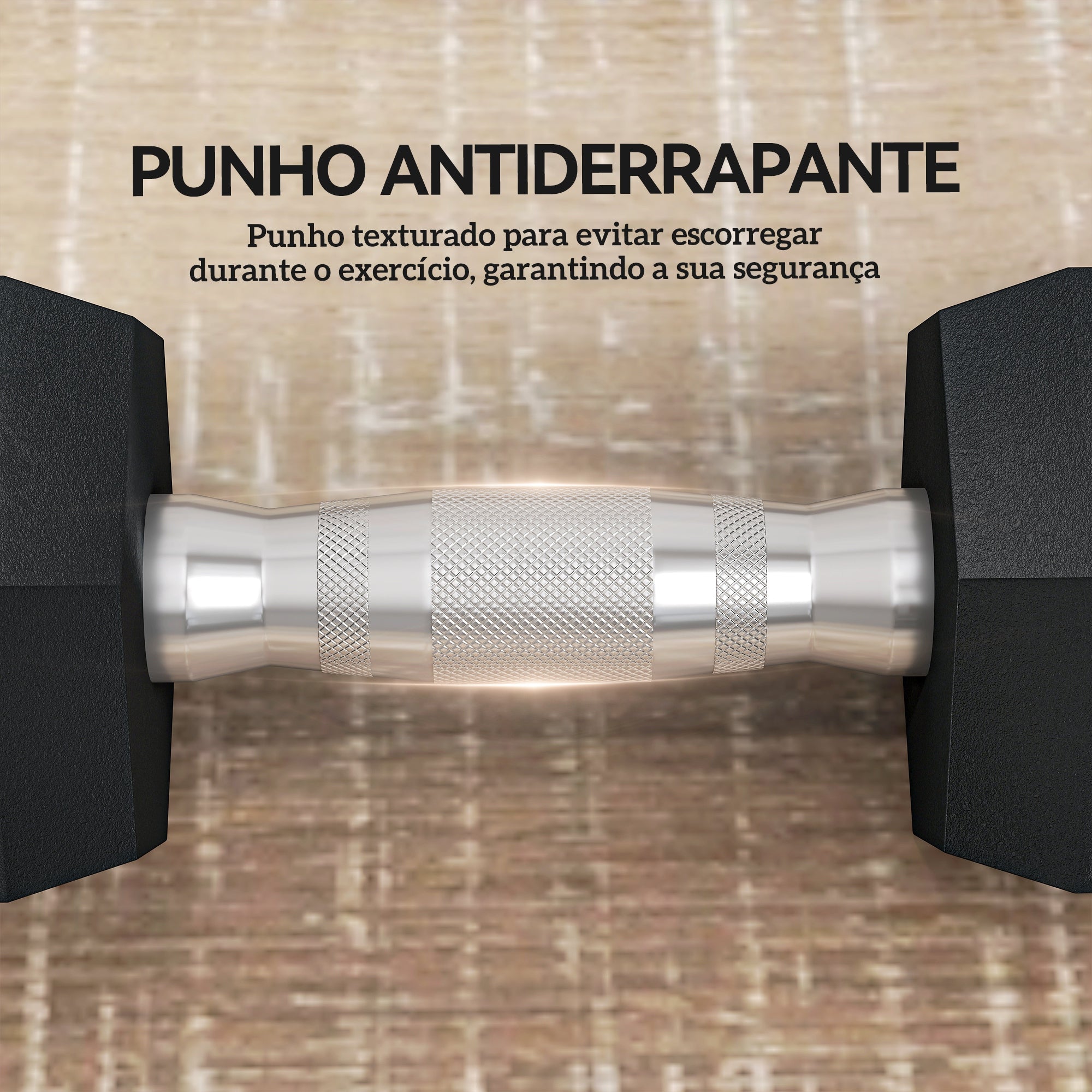 Conjunto de Halteres Hexagonais 12 kg - Preto 28,8x11,5 cm