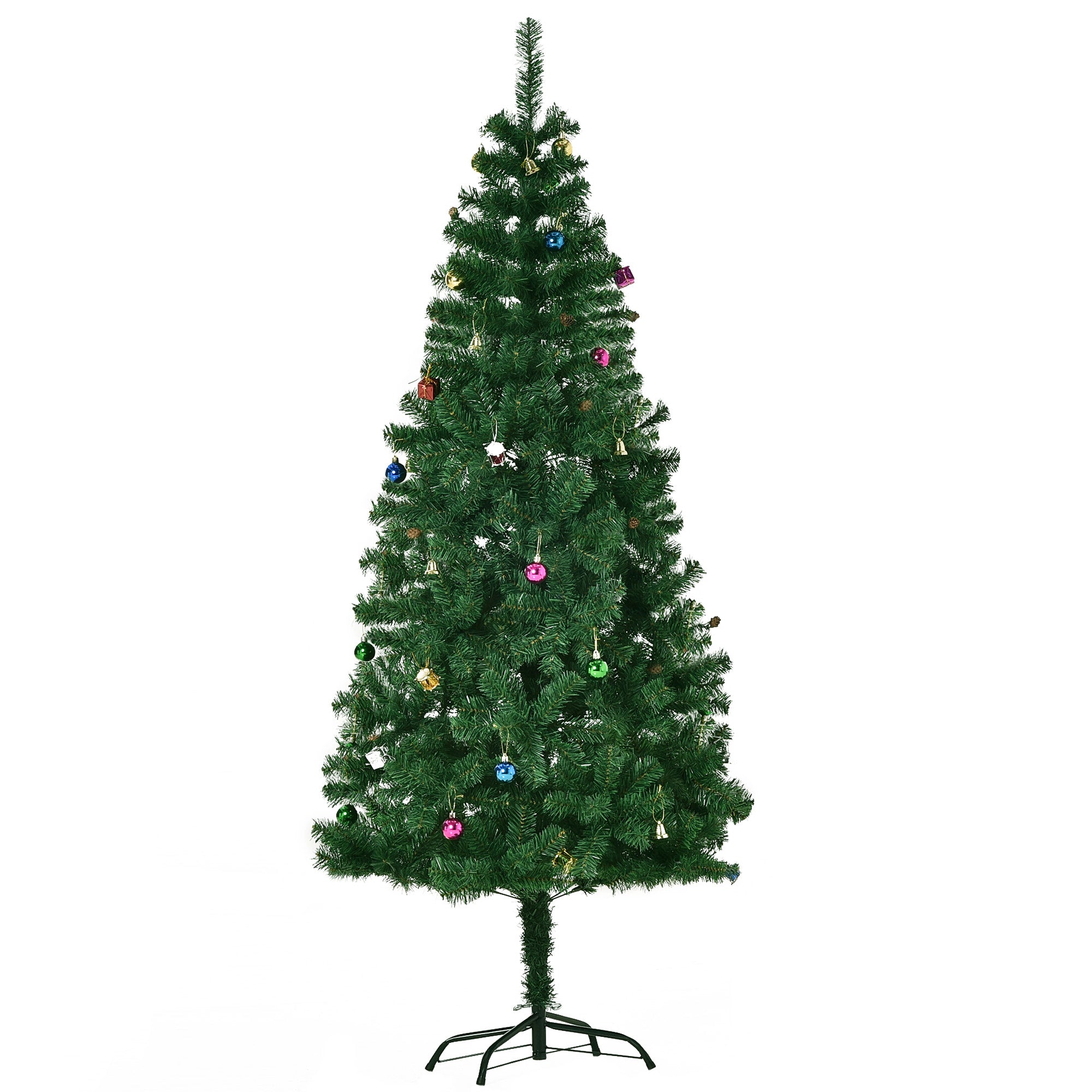 Árvore de Natal Artificial 180cm Verde - Decoração Natalícia com 624 Ramos e 48 Decorações